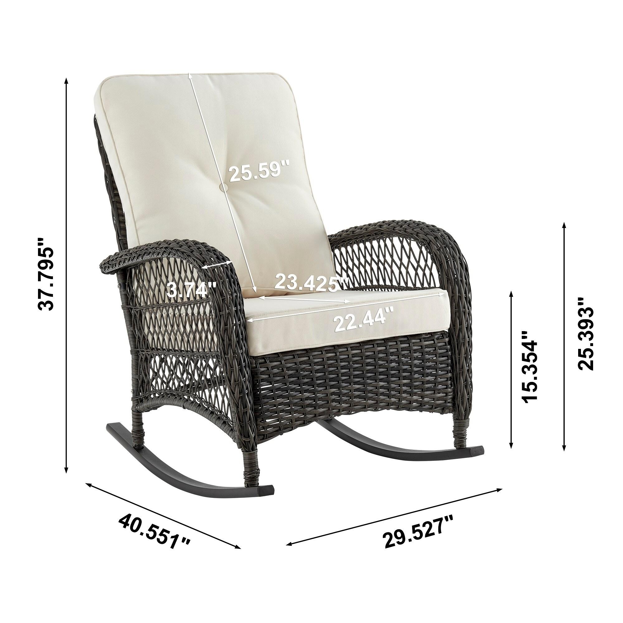 Furttuo Steel Rattan Outdoor Rocking Chair with Cushions