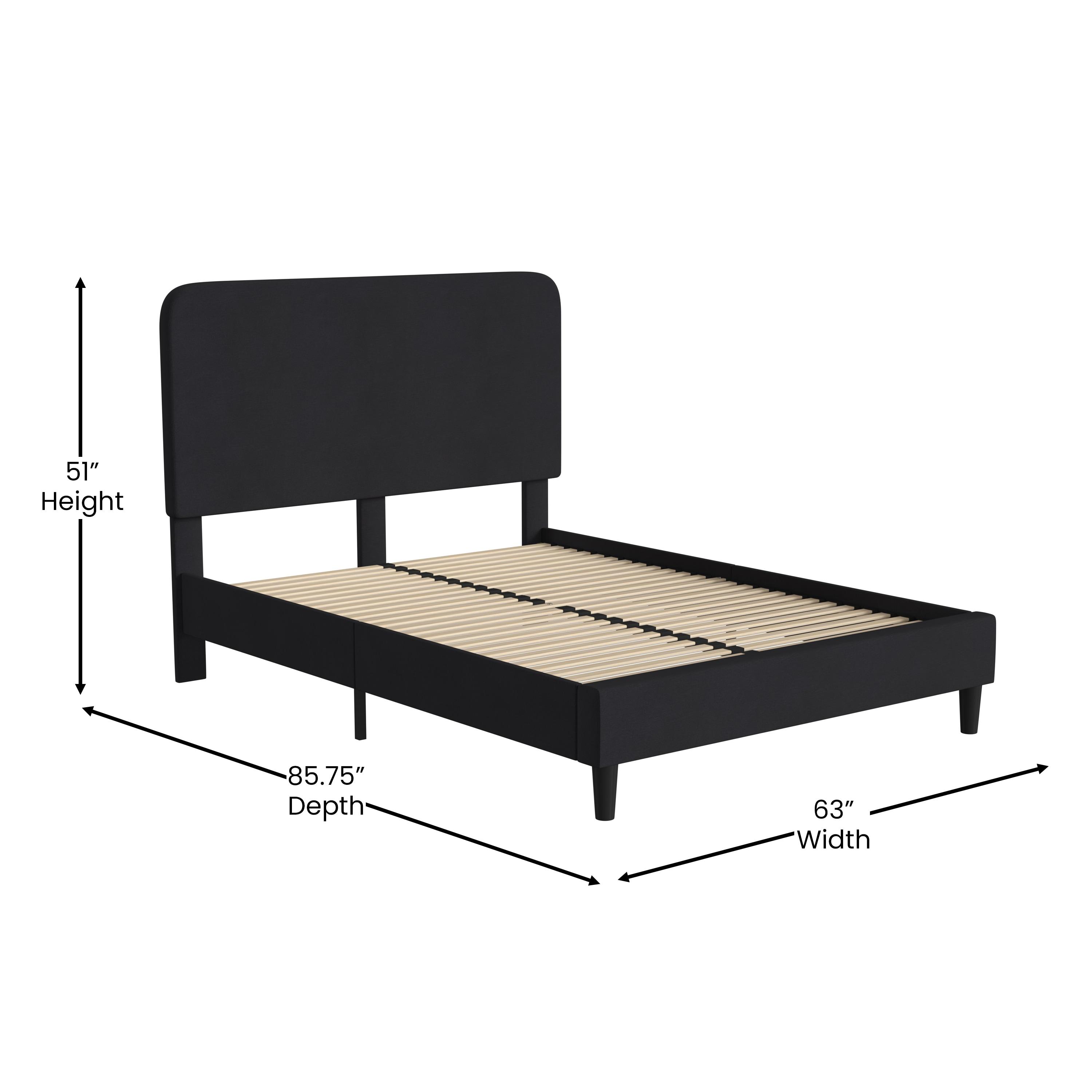 Flash Furniture Addison Fabric Queen Platform Bed with Headboard in Charcoal