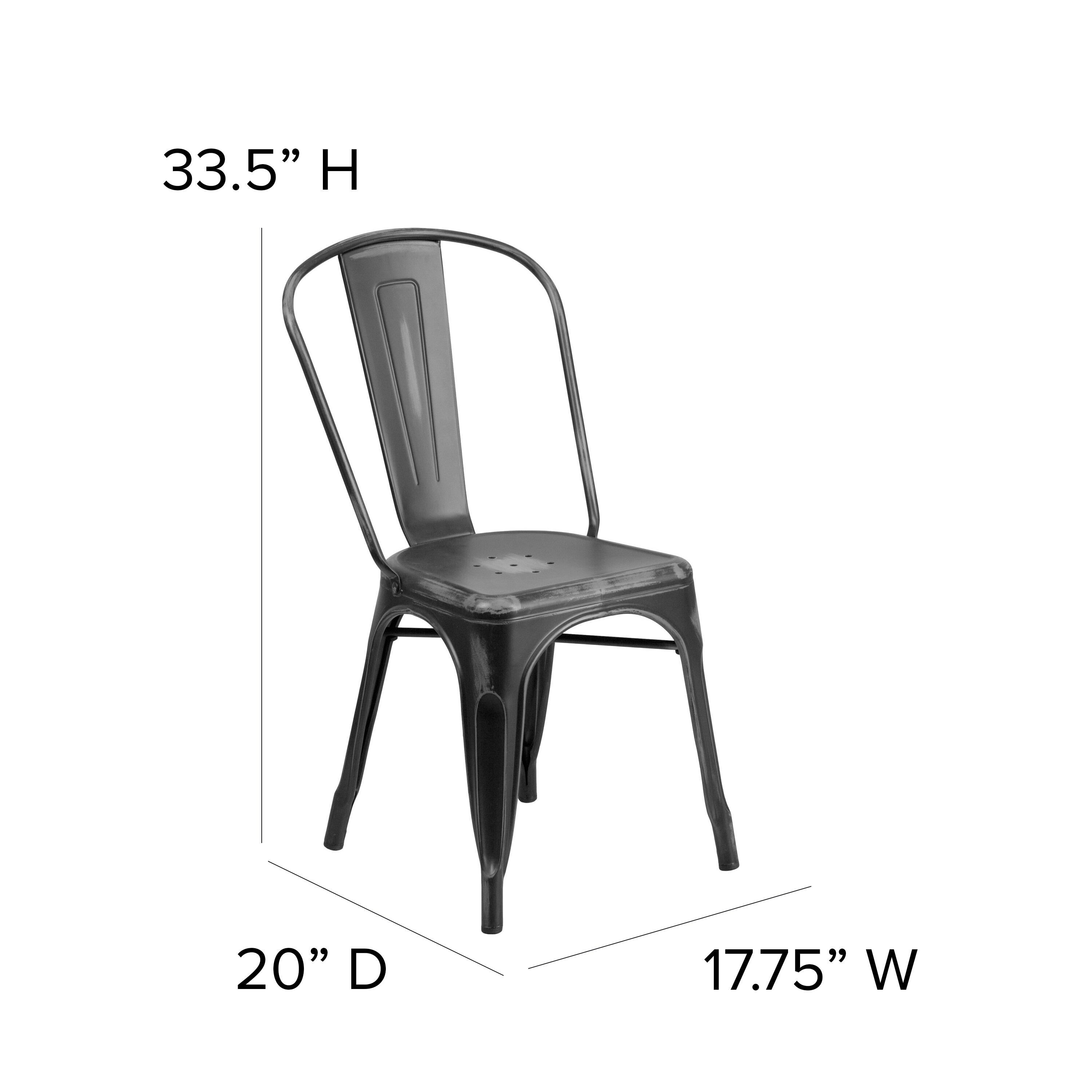 Flash Furniture Commercial Grade Distressed Black Metal Indoor-Outdoor Stackable Chair