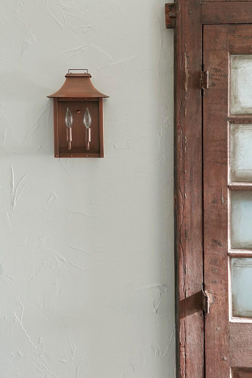 13.5 x 9.25 x 9.25 in. Manchester 2-Light Copper Patina Pocket Wall Light