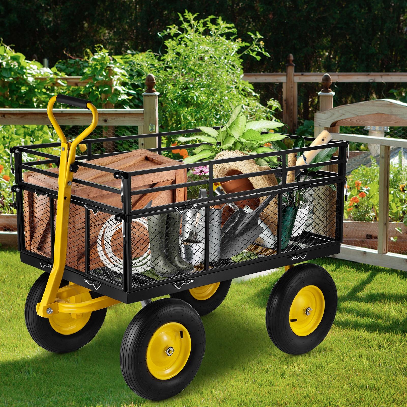 Vevor  Heavy Duty 1400 lbs Capacity Steel Garden Cart with Removable Mesh Sides