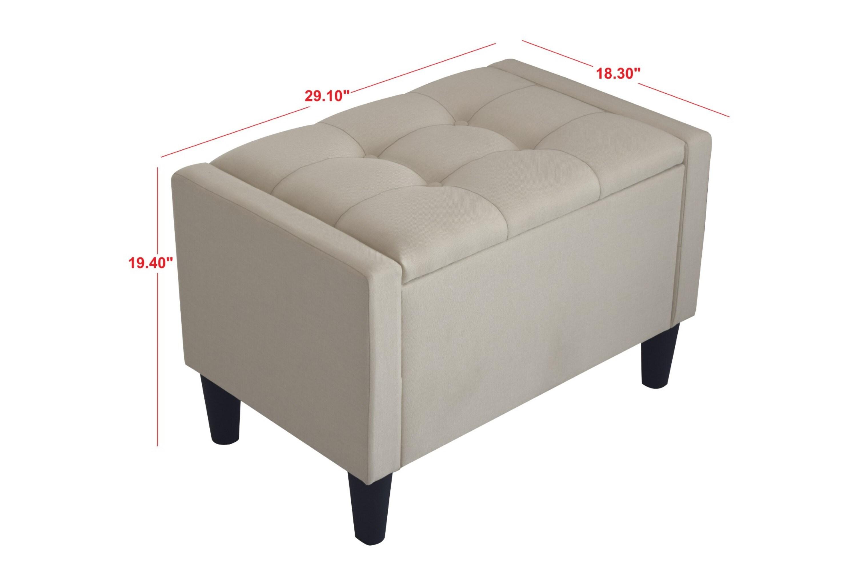 Home Design Braylen Upholstered 29" Flip Top Storage Bench For Adult, Beige