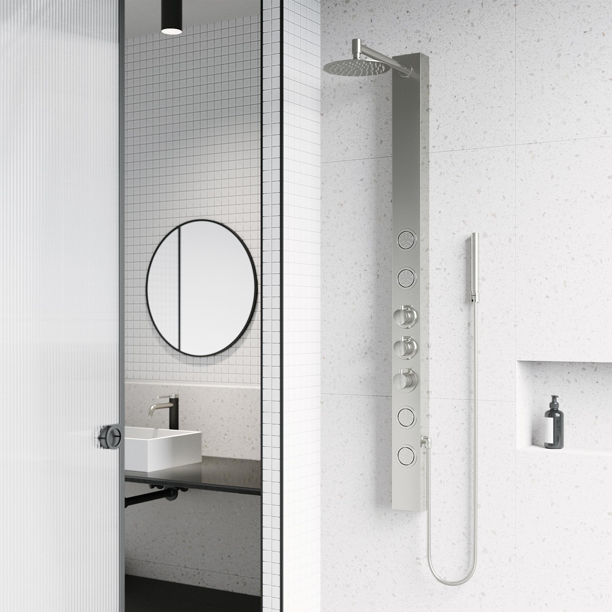 Sutton 58" H X 4" W EZDivert™ 4-Jet Shower System with Hand Shower Wand and Adjustable Shower Head