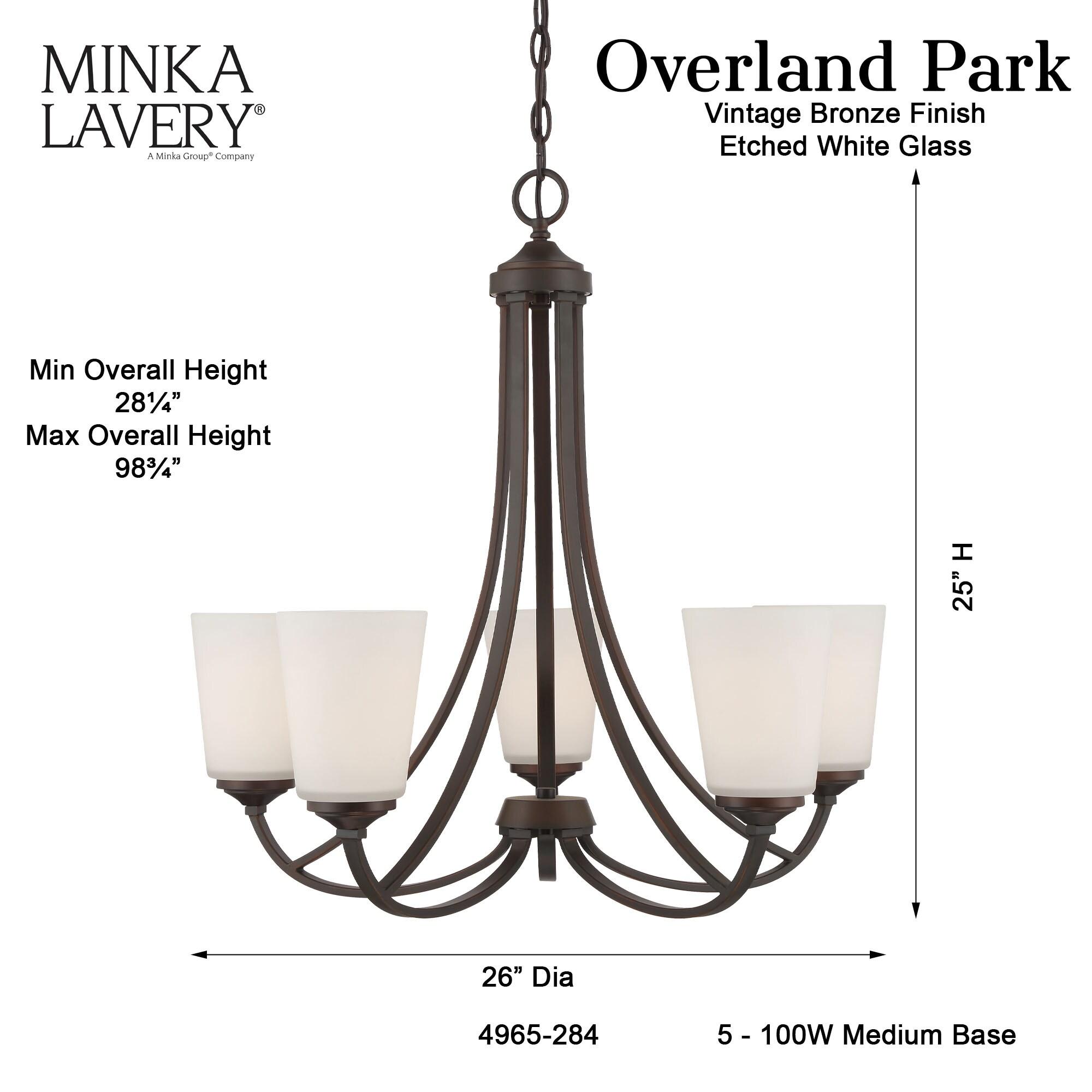 Minka Lavery 4965-284 Overland Park 5 Light Chandelier in Vintage Bronze