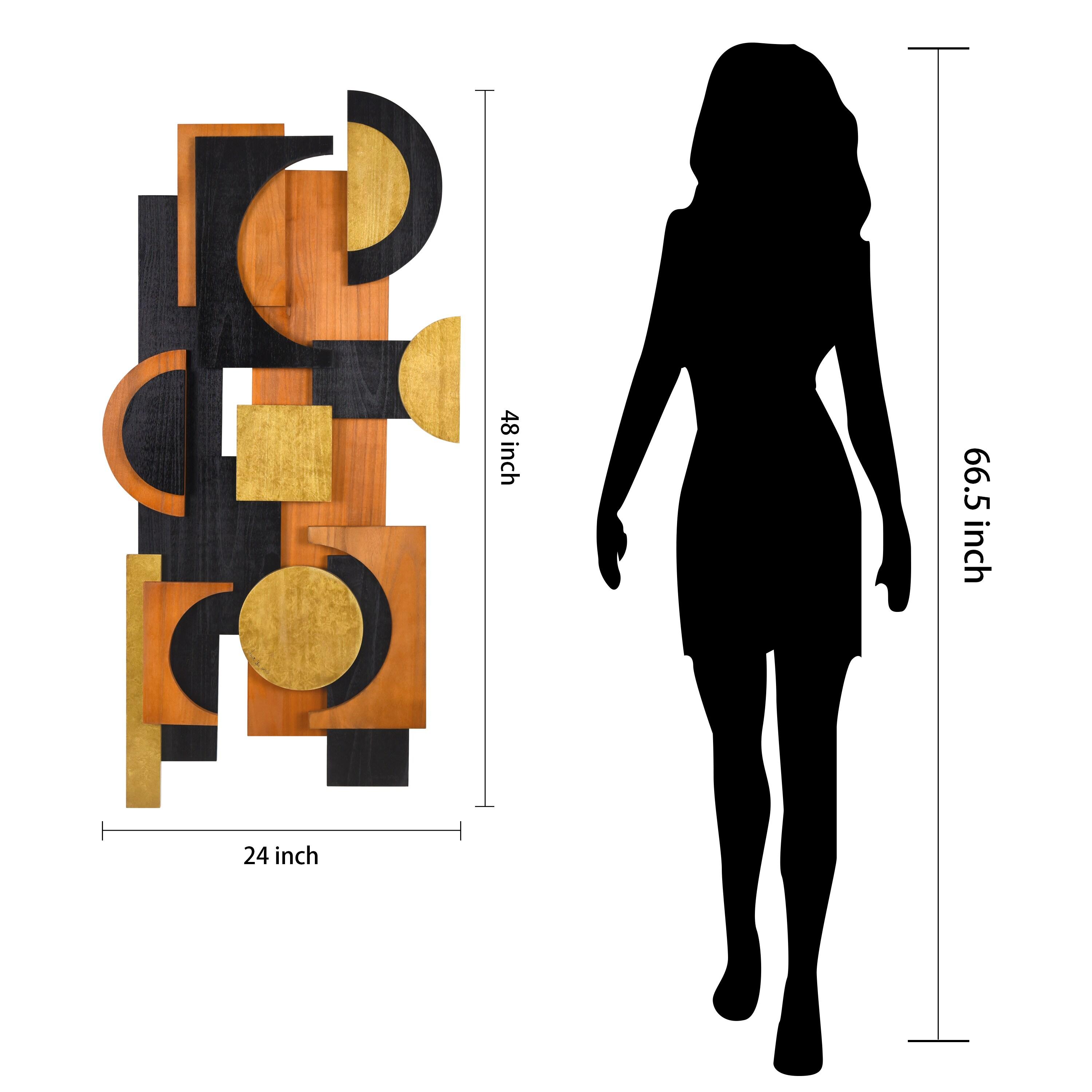 'Amber Embraces II' Hand Made & Hand Finished Dimensional Solid Paulownia Wood Abstracts Wall Art