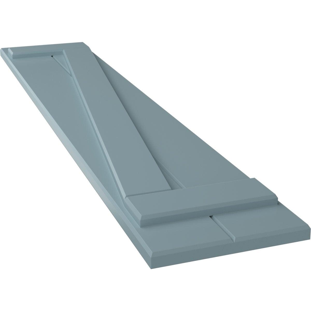 Ekena Millwork 10 Persianas True Fit de PVC de 3/4" de Ancho x 59" de Alto, Dos Tableros Unidos, Tablero y Bate con Barra en Z, Azul Pacífico (por Par, Hardware No Incluido)