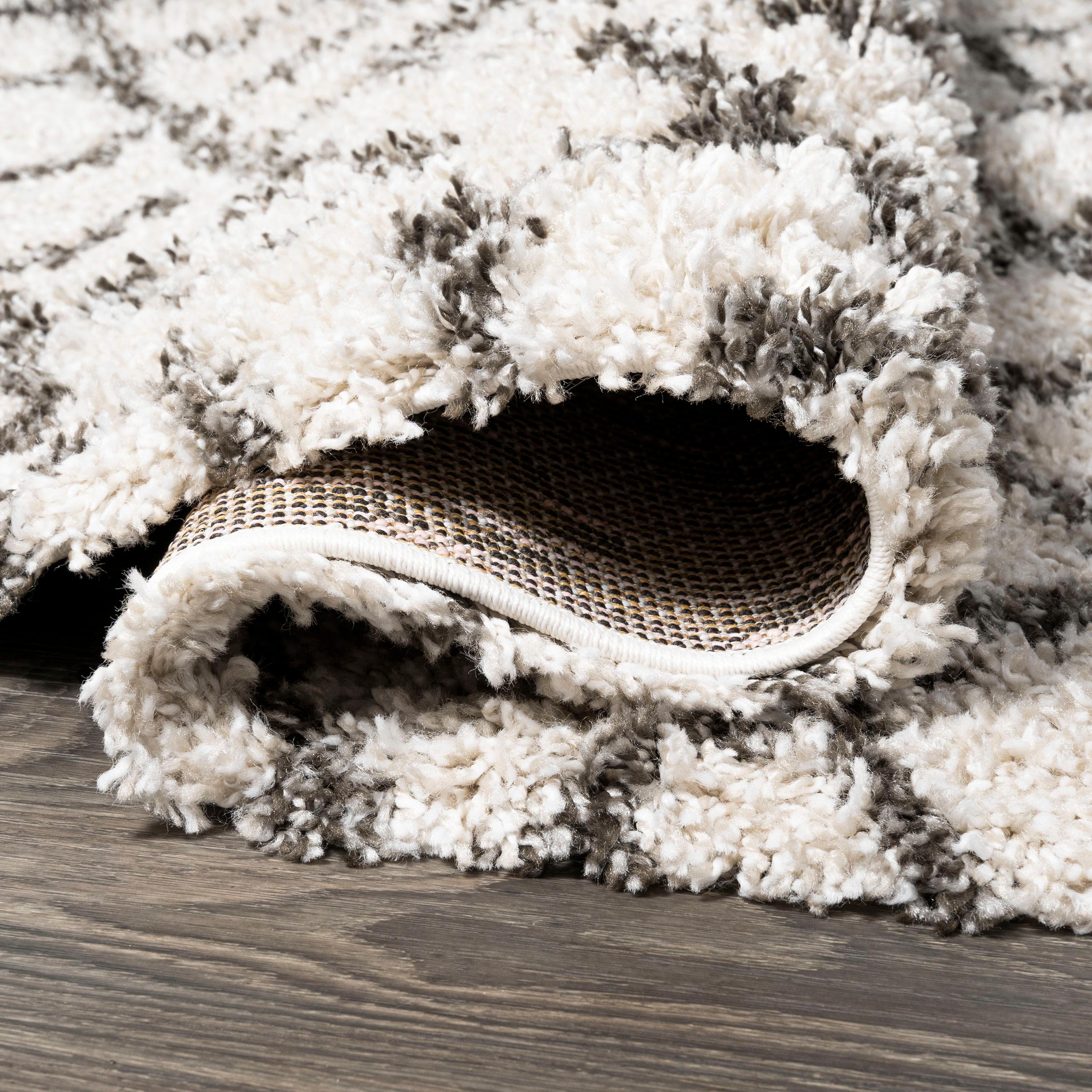 3'x5' Algaida Moroccan Diamond Shag Area Rug, Beige/Dark Gray - JONATHAN Y