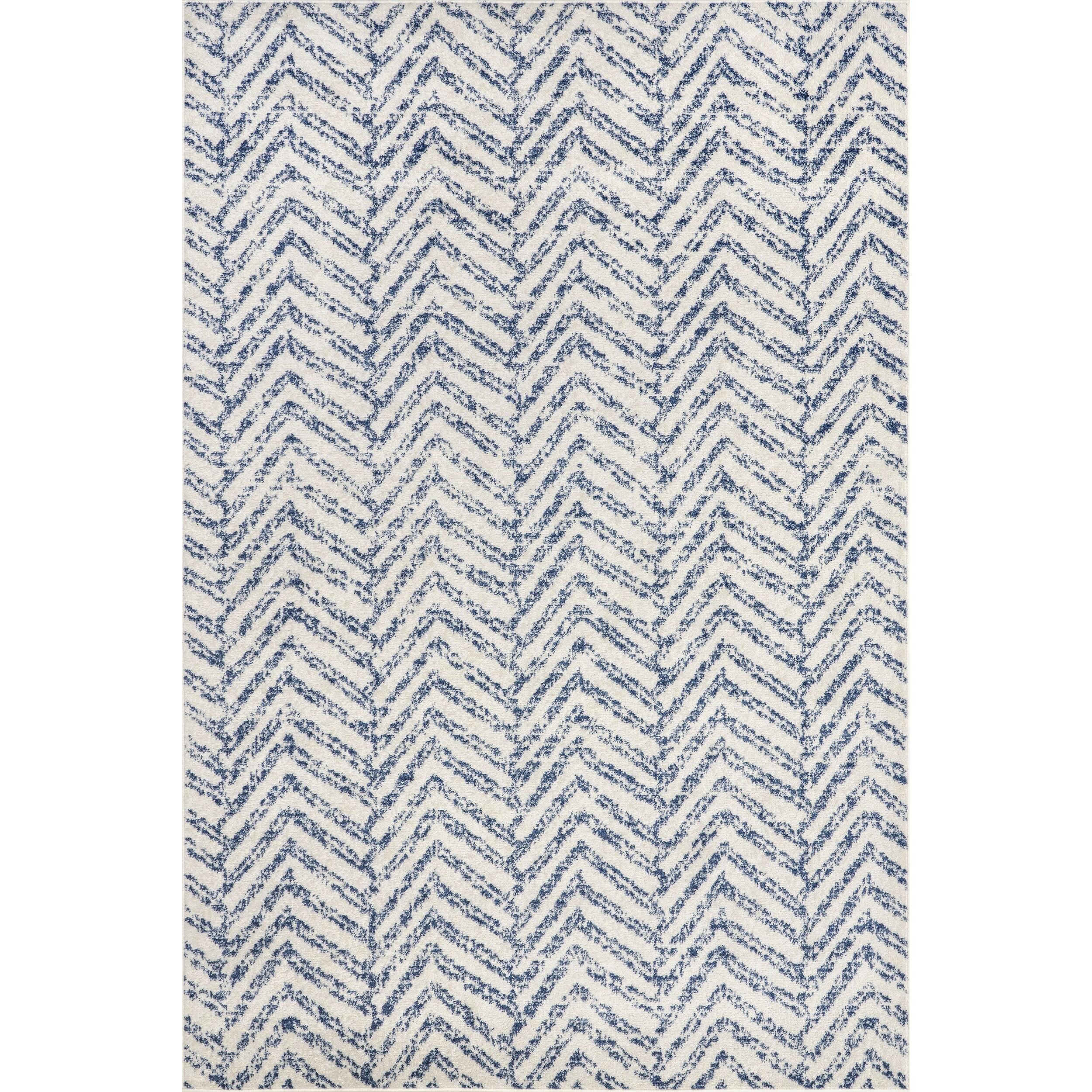 Nuloom Rosanne Chevron 7x9 Indoor Area Rug for Living Room Bedroom Dining Room Kitchen, Blue/Ivory