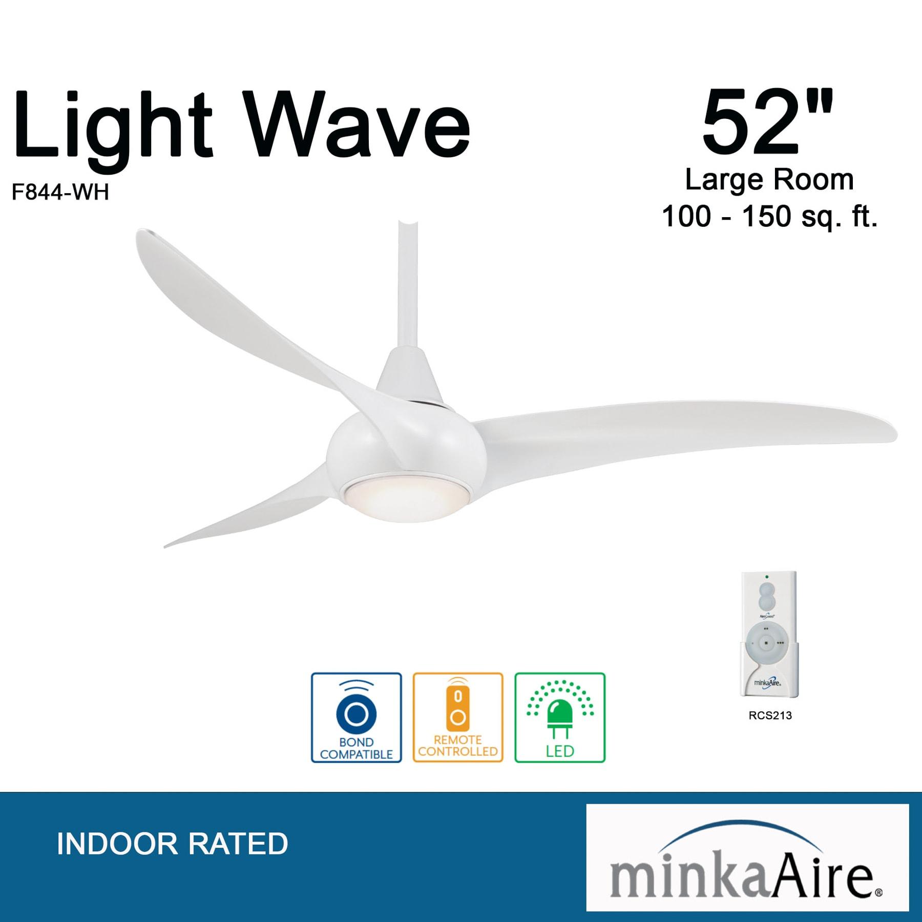 52" Wave 3 - Blade LED Propeller Ceiling Fan with Remote Control and Light Kit Included