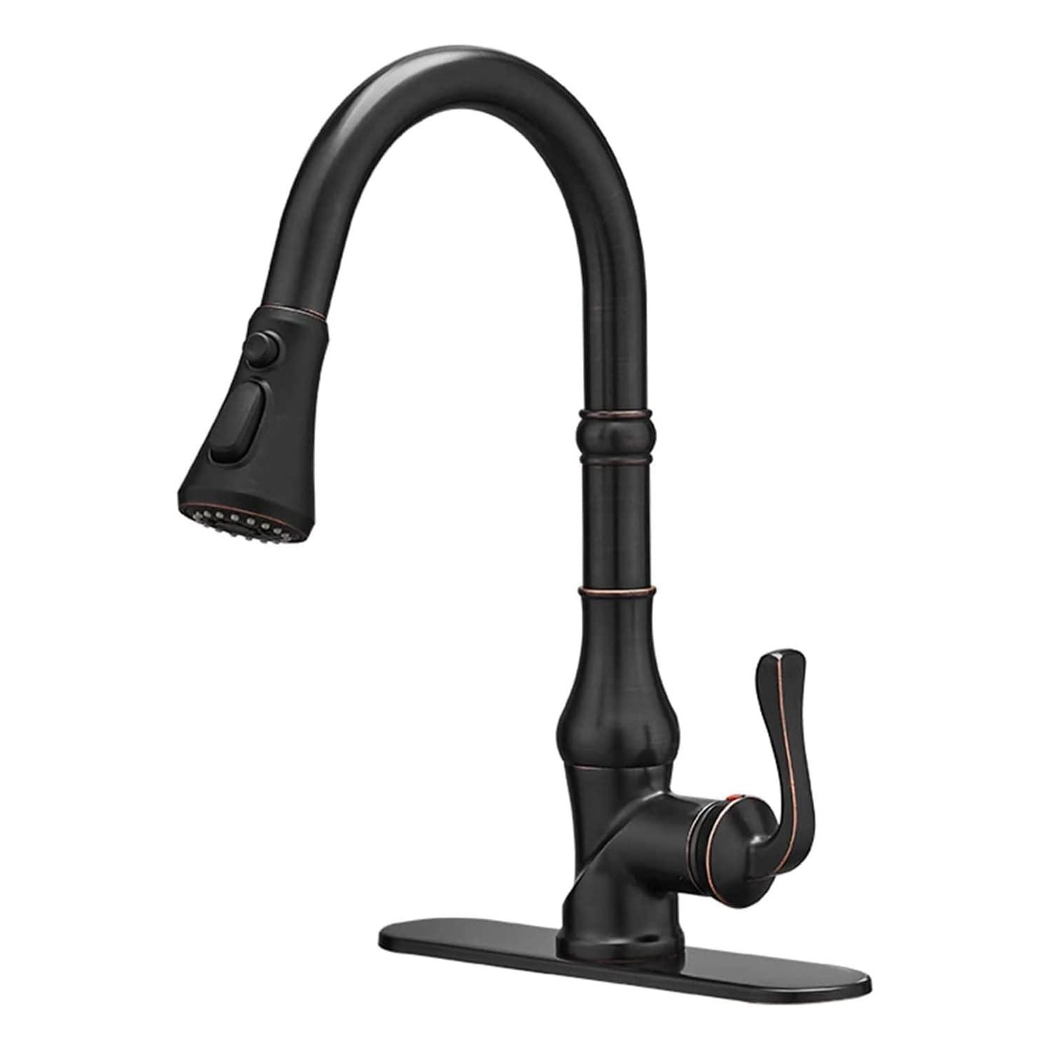 Oil-Rubbed Bronze Pull-Down Kitchen Faucet with Spray