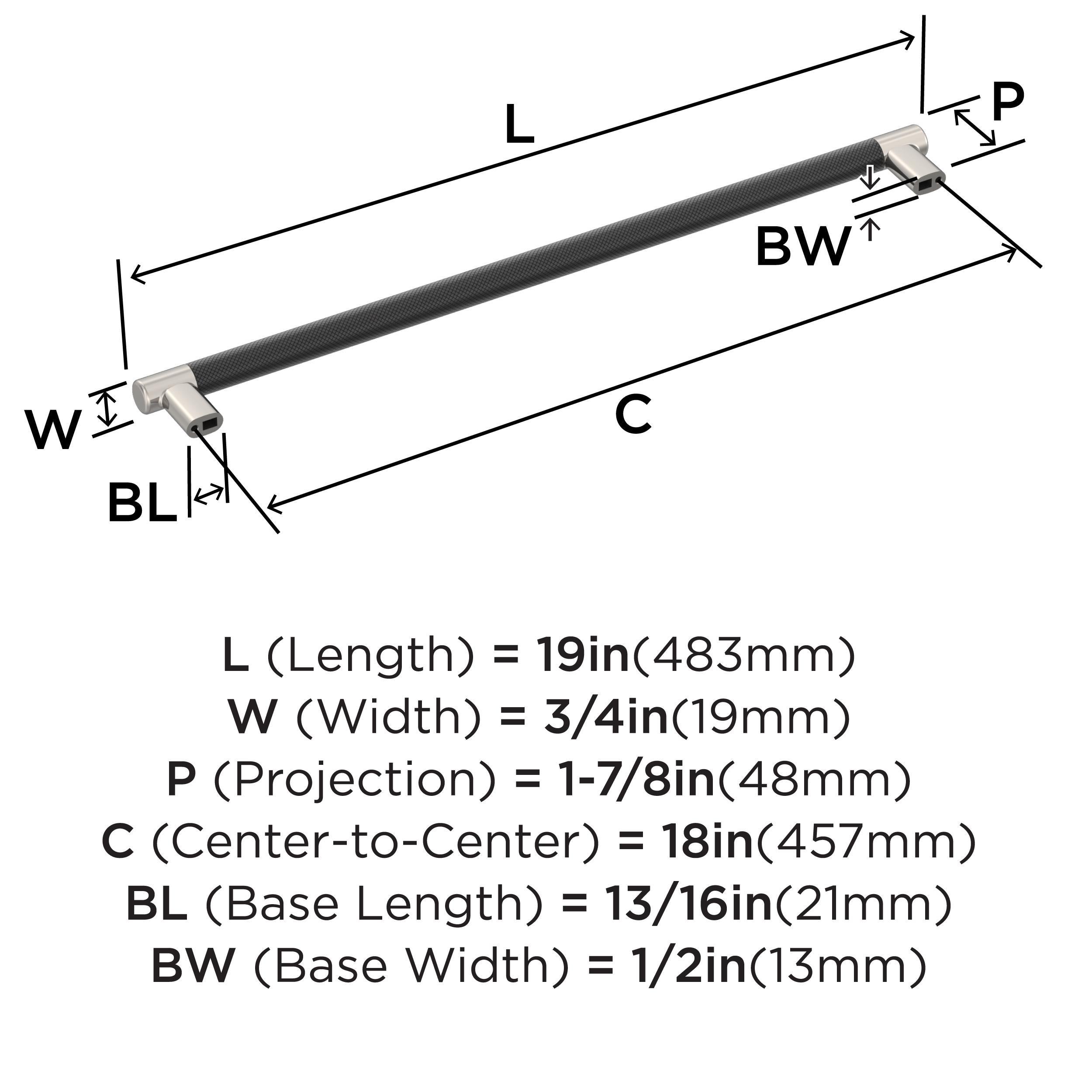 Amerock Esquire 18 inch (457mm) Center-to-Center Polished Nickel/Black Bronze Appliance Pull