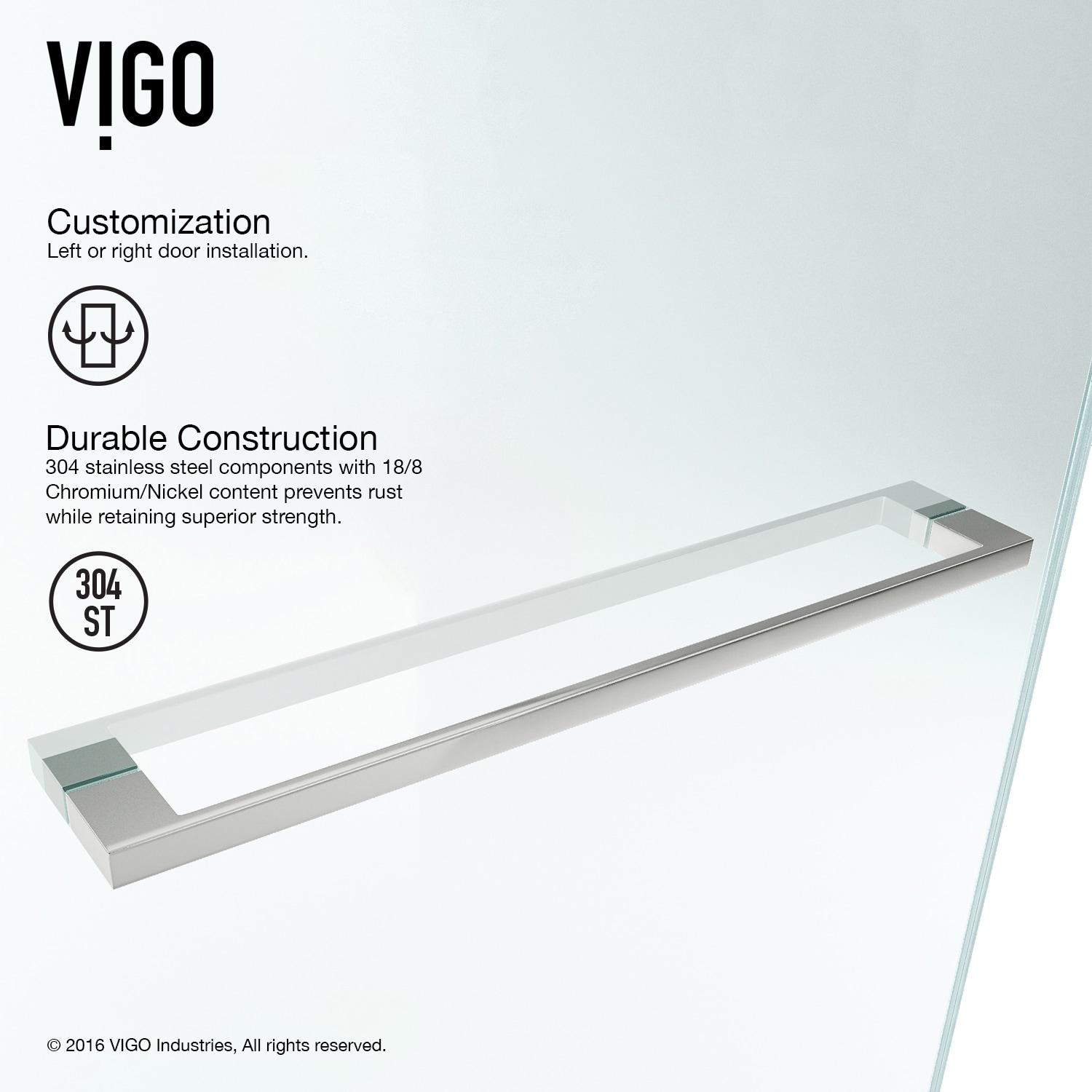 Rialto 34" W x 58" H Hinged Frameless Tub Door with with 5/16" Glass