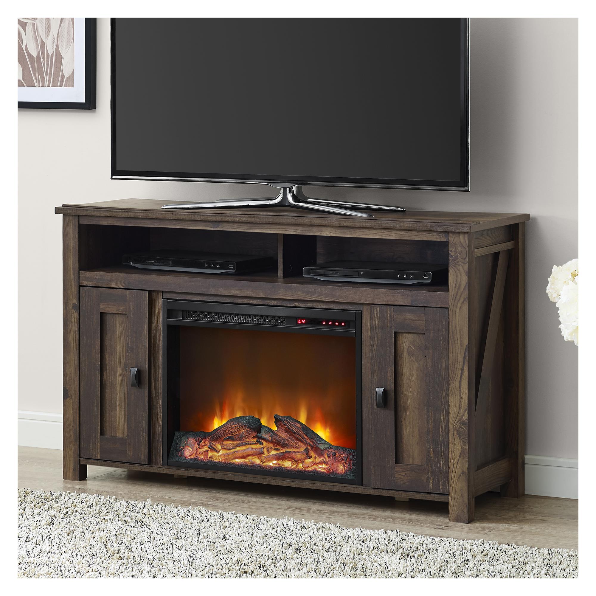 Ameriwood Home Farmington Electric Fireplace Space Heater TV Console for TVs up to 50", Rustic