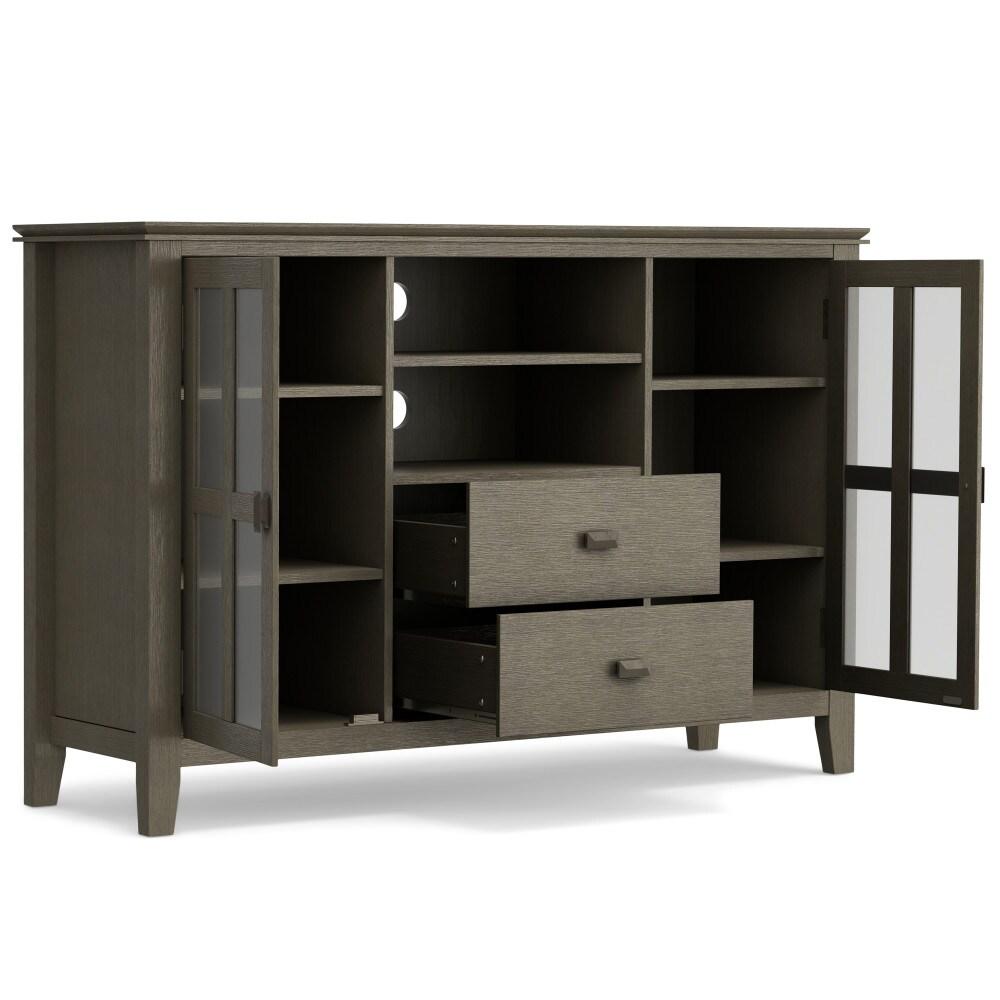 Simpli Home Artisan 53"W Solid Wood Contemporary Tall TV Stand for TVs up to 60" with Adjustable Shelves