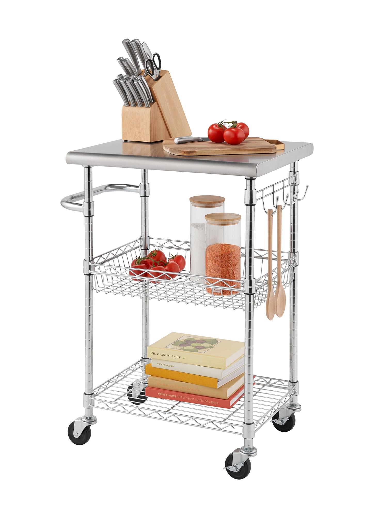 TRINITY EcoStorage® 24" Stainless Steel Kitchen Cart, NSF - Chrome