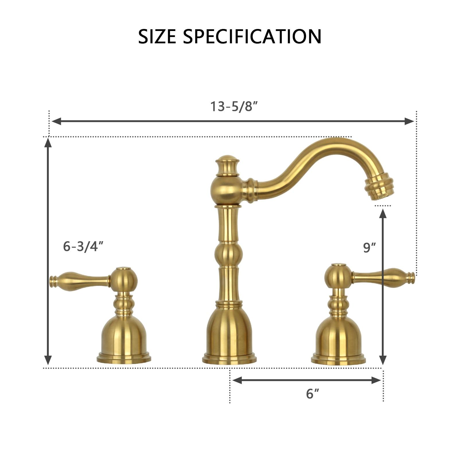 Akicon Widespread Two-handle Copper Bathroom Faucet Brushed Gold Gold Finish