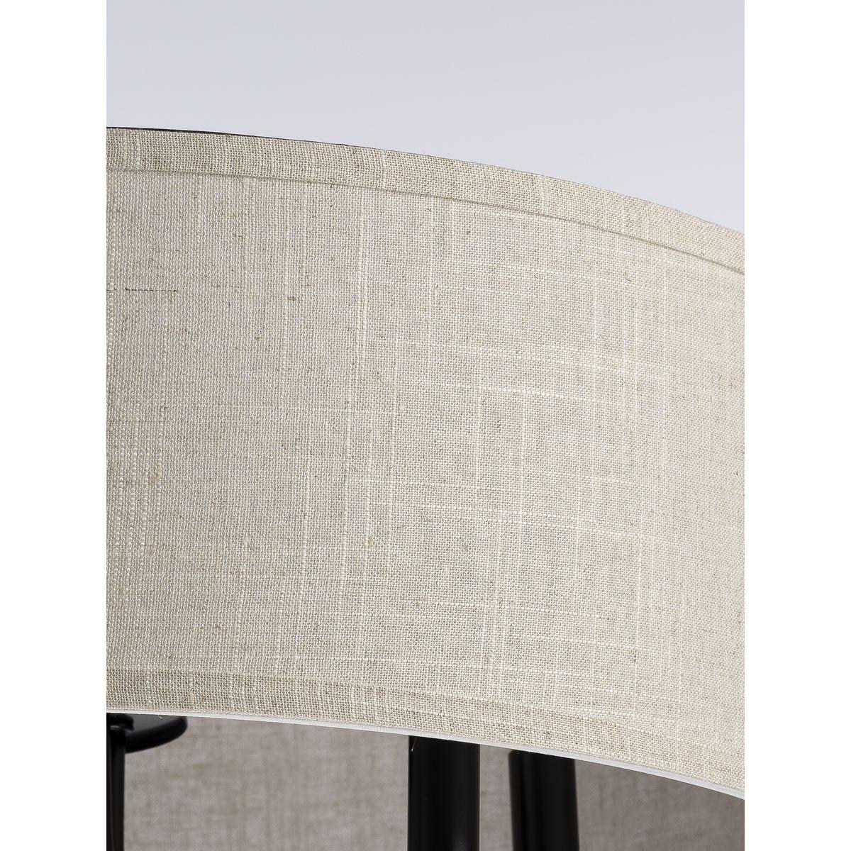 Progress Lighting, Drum Shade Collection, 5-Light Pendant, Black Finish, Harvest Linen Shade
