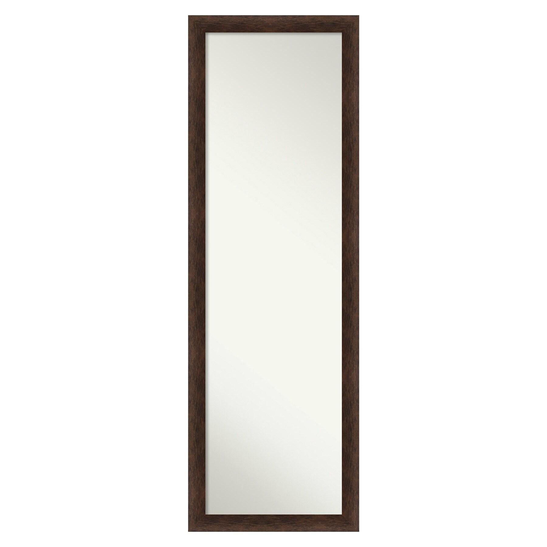 17"x51" Non-Beveled Narrow Wood on The Door Mirror Warm Walnut - Amanti Art: Over Door Mount, Modern Full-Length Mirror