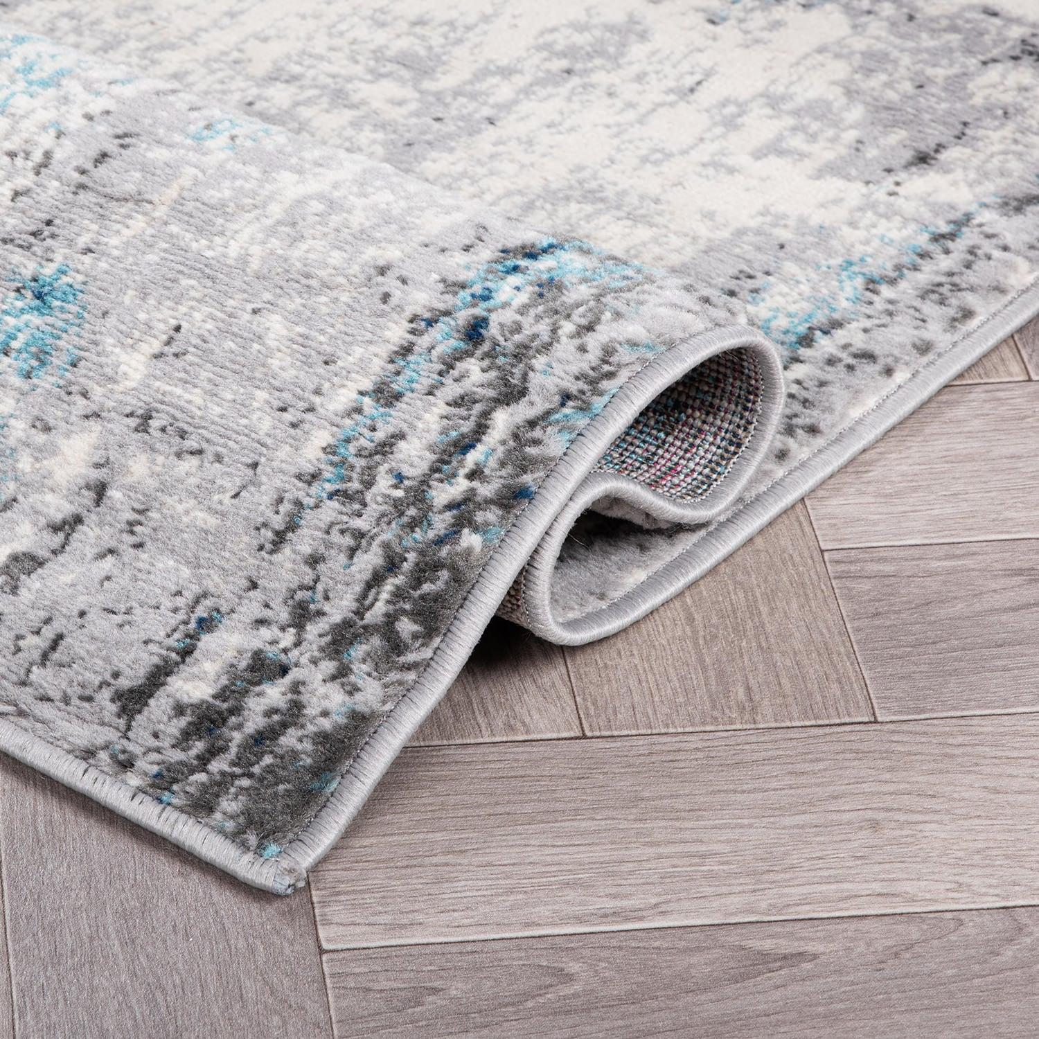 World Rug Gallery Dublin Contemporary Abstract Area Rug - Blue 2'x3':  Stain & Fade-Resistant,  Low Pile,  Indoor Use