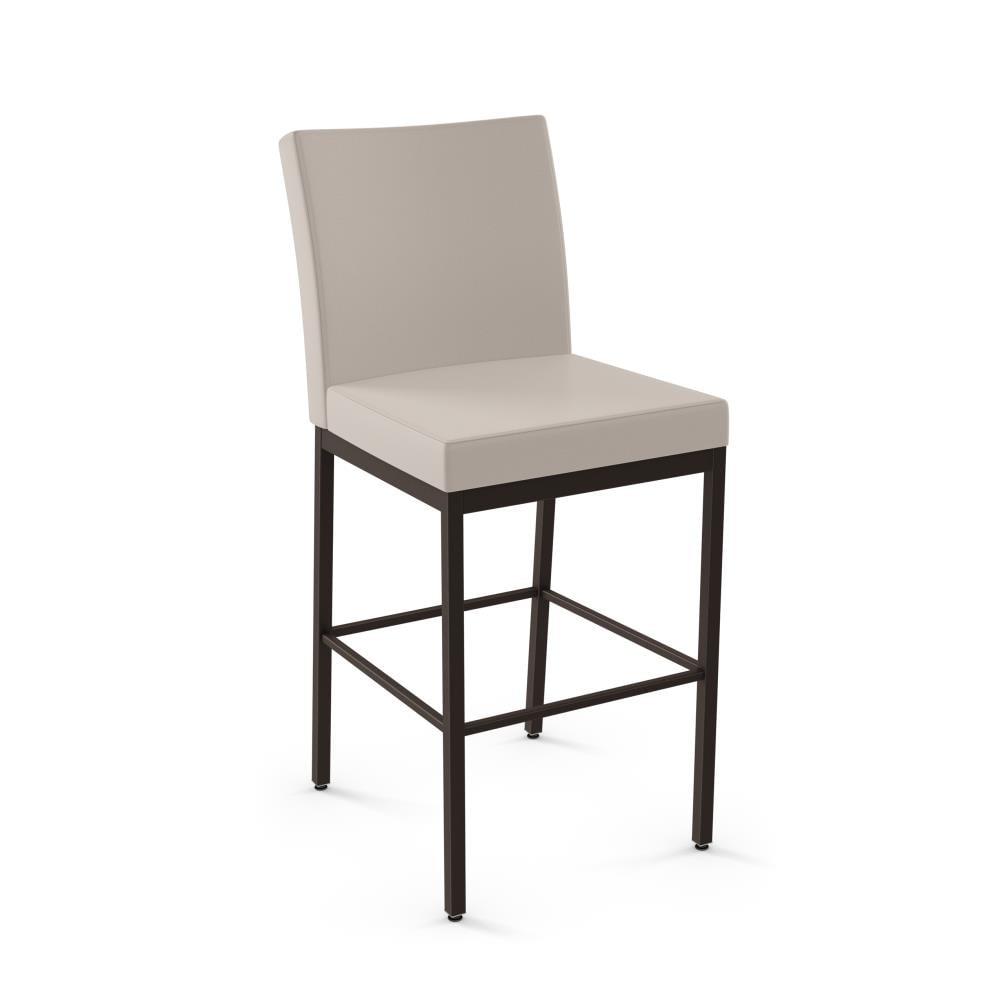 Elegant Perry 26'' Beige Faux Leather Counter Stool with Metallic Base