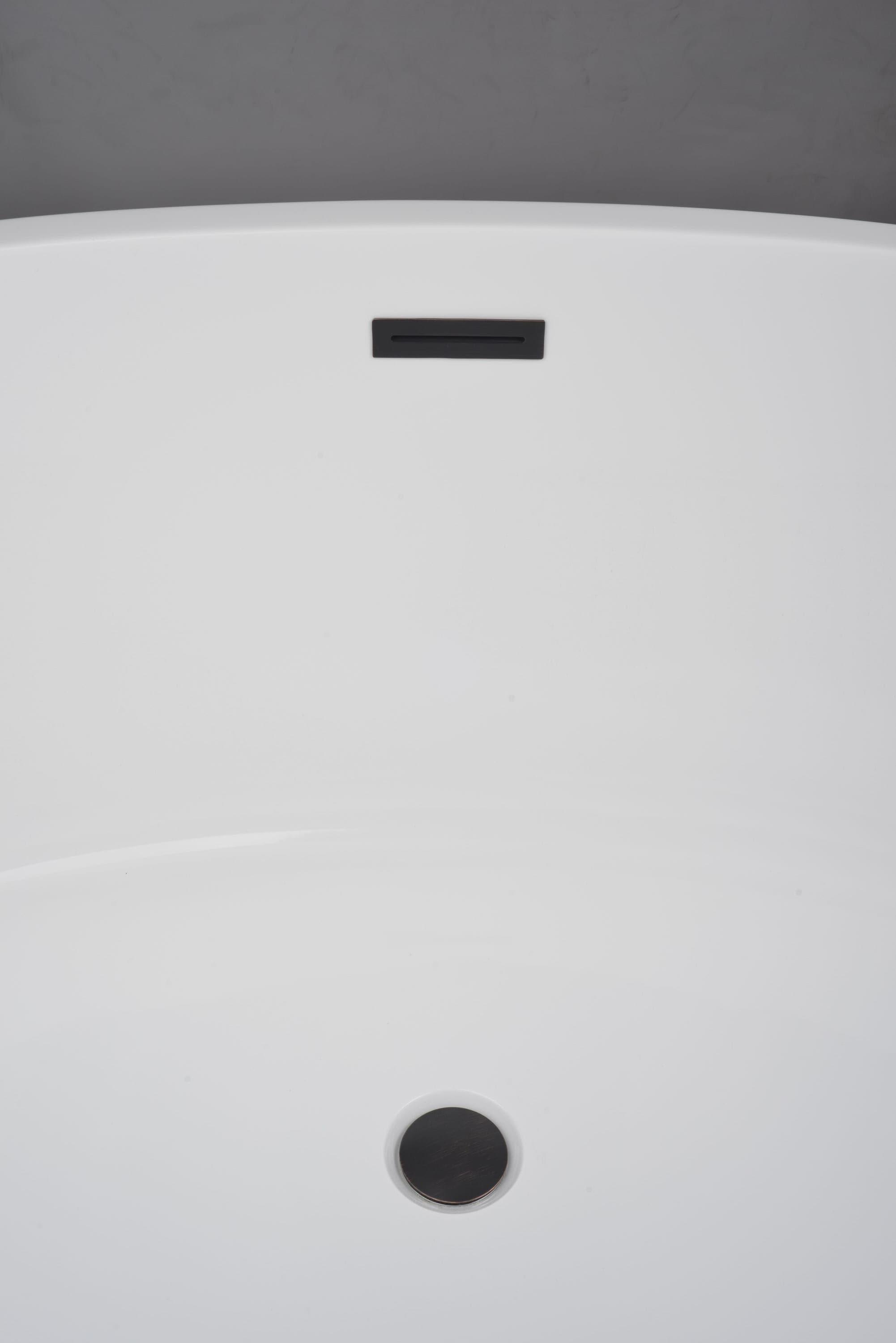Vanity Art 59" X 32" White Acrylic Freestanding Bathtub