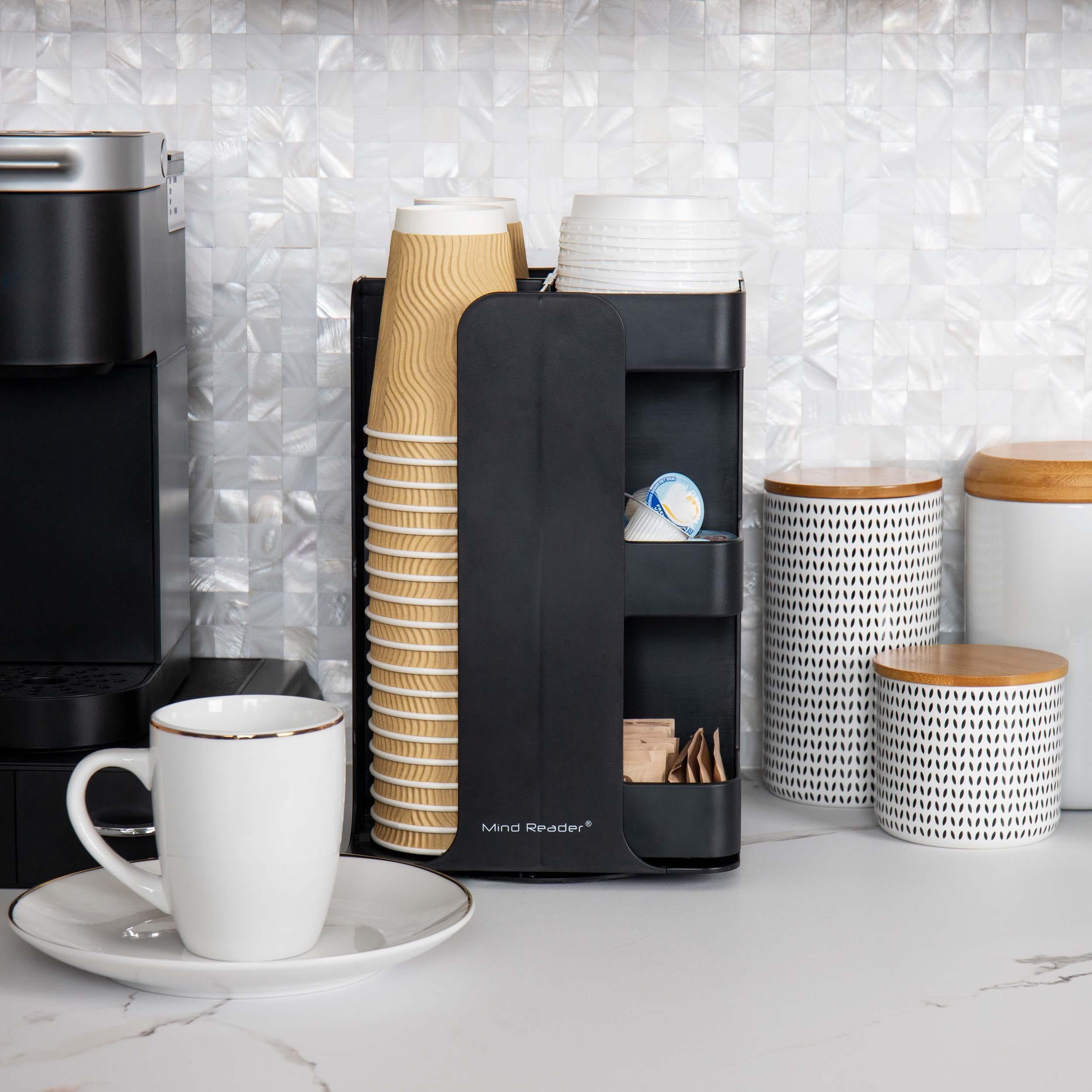 Mind Reader Mind Reader Cup Condiment Carousel, Countertop Organizer, Coffee Bar Accessories, Kitchen, Stirrers, 8"L x 8"W x 12"H