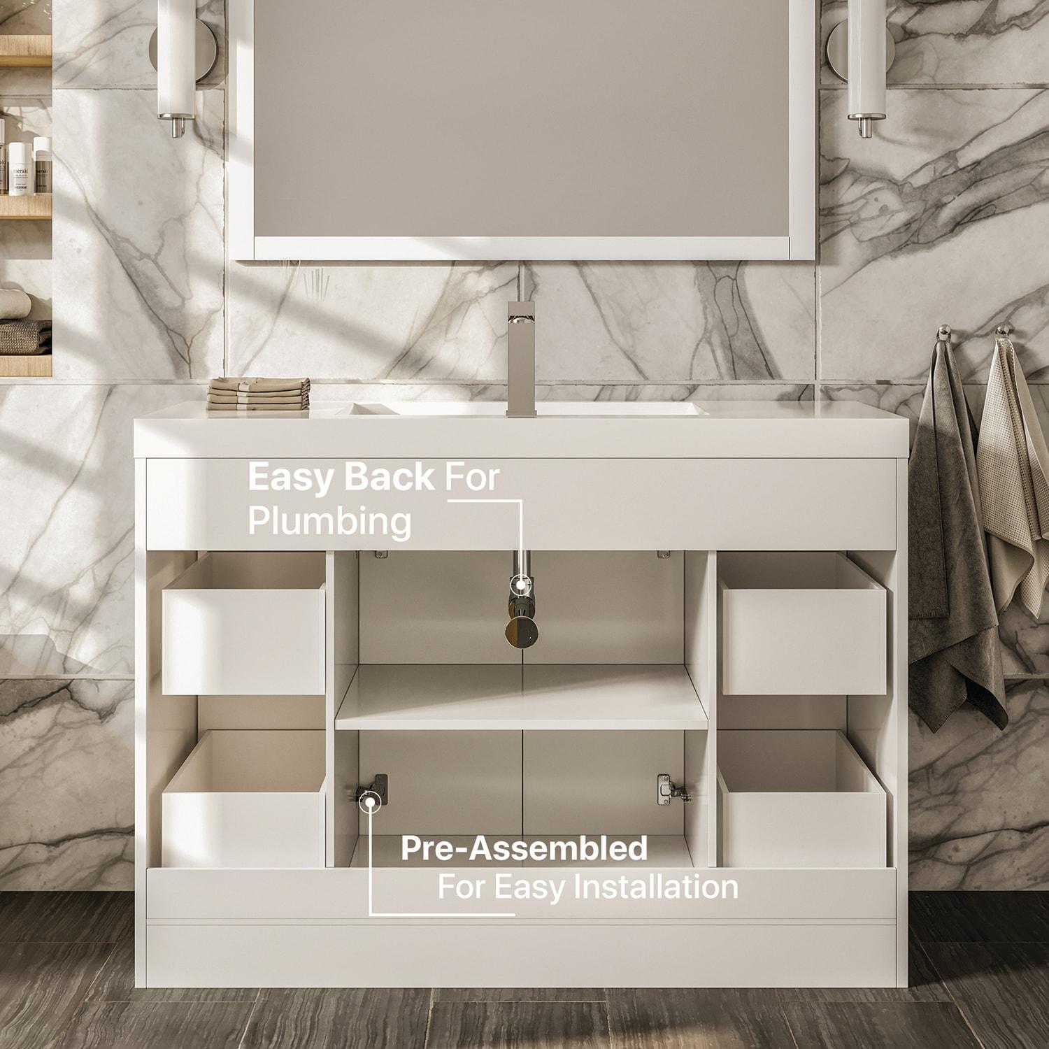 Lugano 48'' Single Bathroom Vanity with Acrylic Top