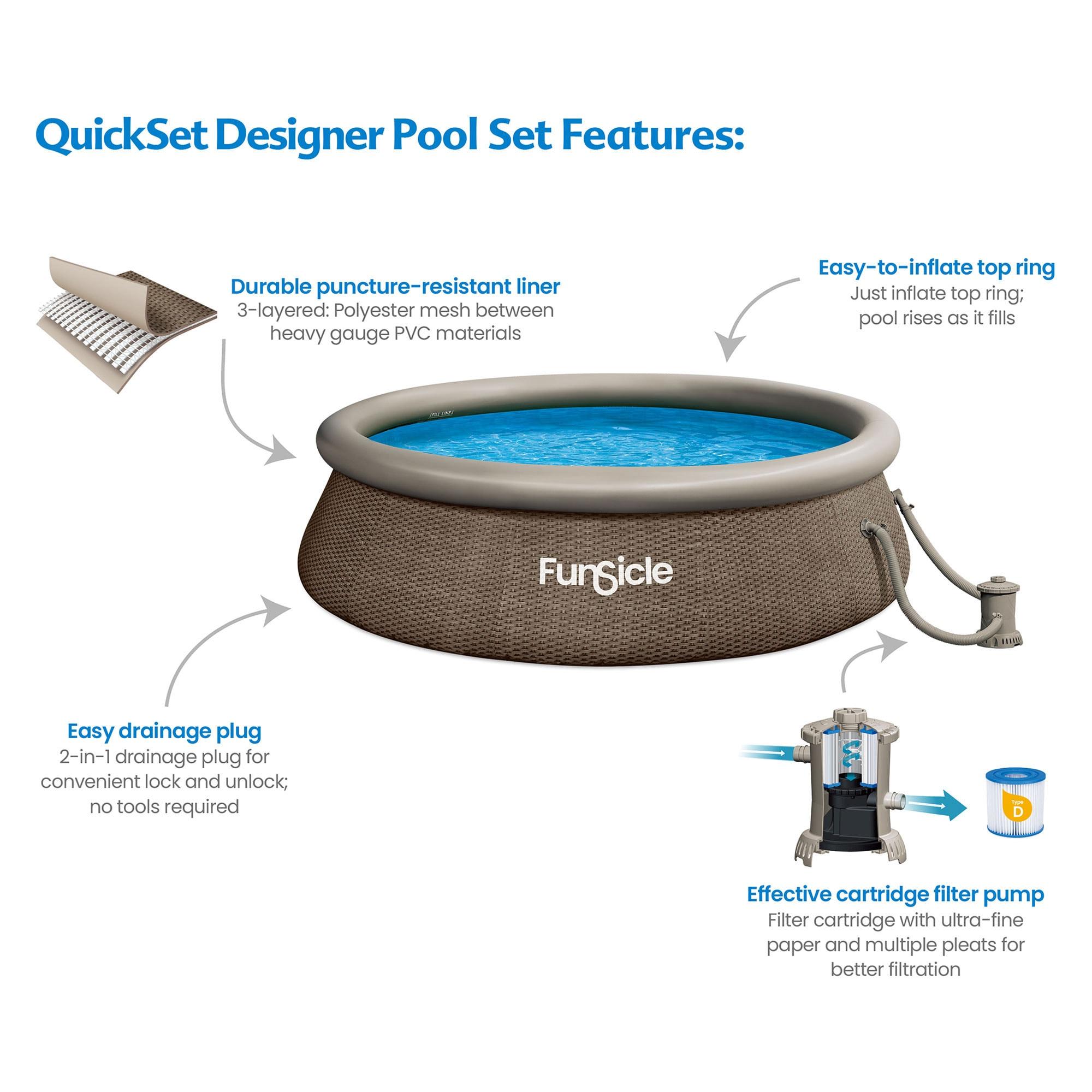 Funsicle Funsicle 36” SureStep 3 Stair Pool Ladder w/ 12' x 36" QuickSet Inflatable Pool