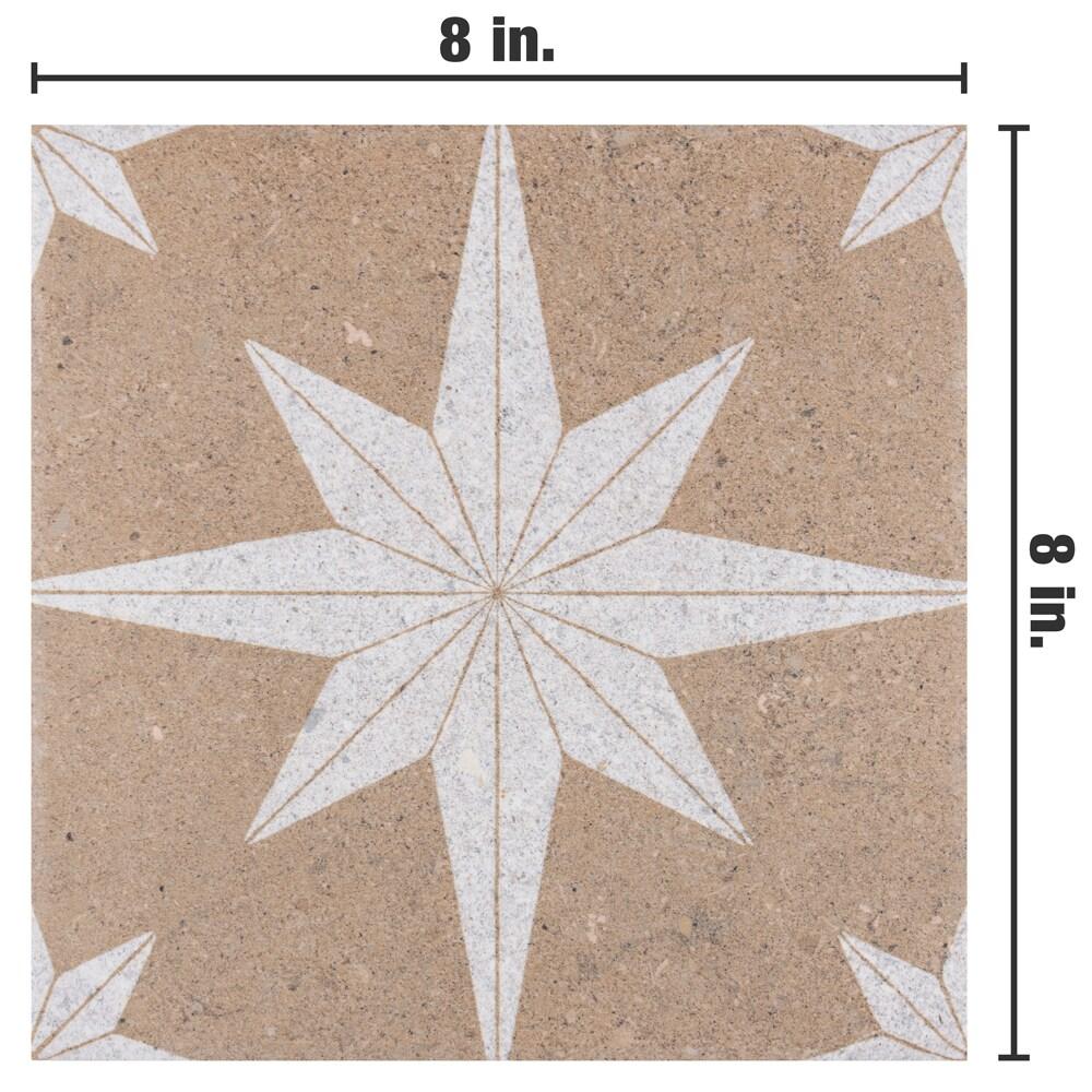 Merola Tile Compass Star 8" x 8" Porcelain Stone Look Wall & Floor Tile
