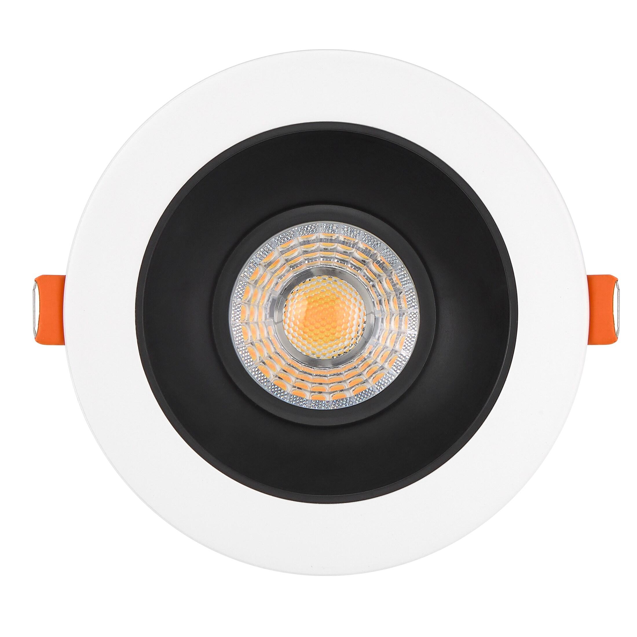 Maxxima 4 in. Slim Round Recessed Anti-Glare LED Downlight, White Trim Black Baffle, Canless IC Rated, 1200 Lumens, 5 CCT 2700K-5000K