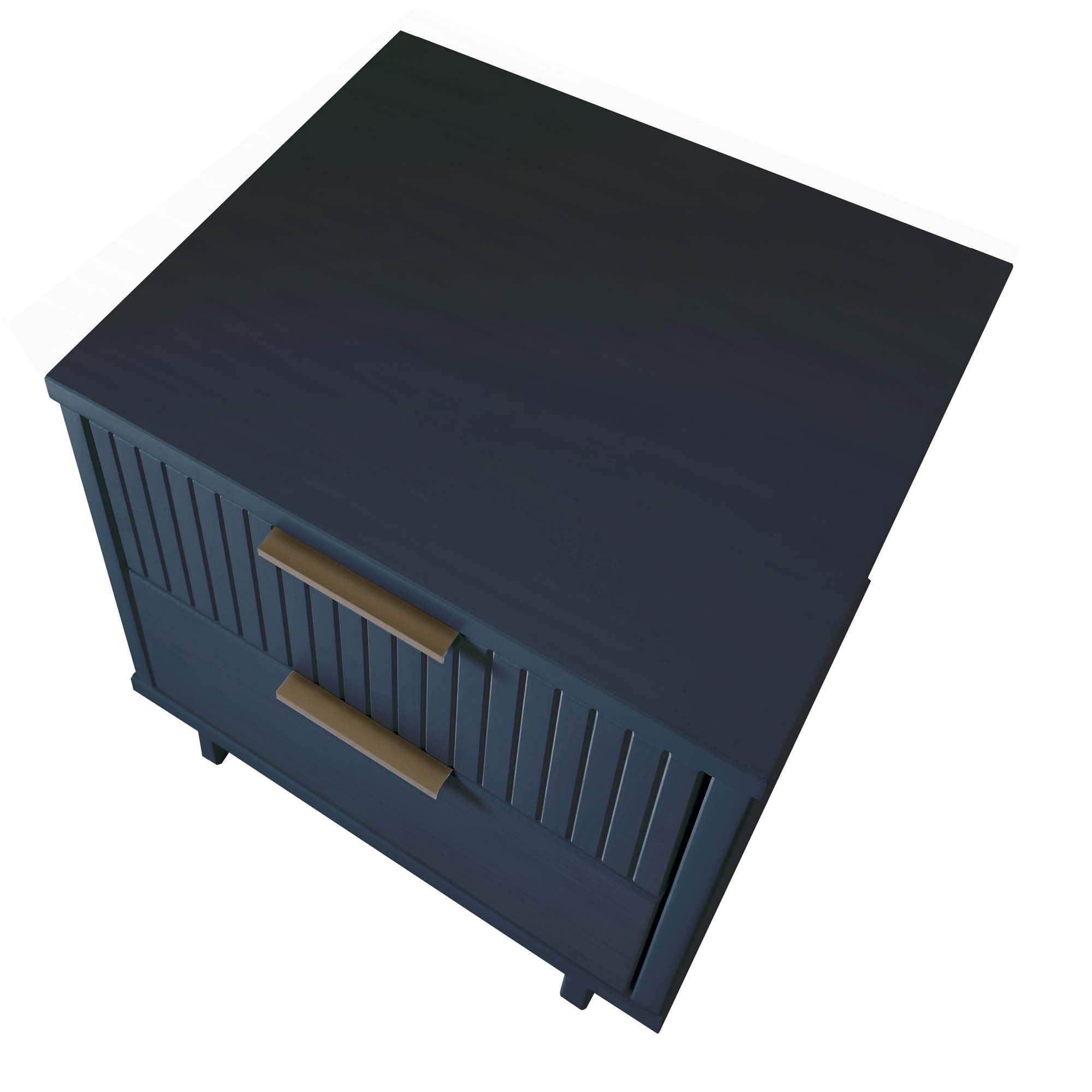 Granville Modern 2 Drawer Nightstand Midnight Blue - Manhattan Comfort: Soft Close, UV Finish, Metal Handles