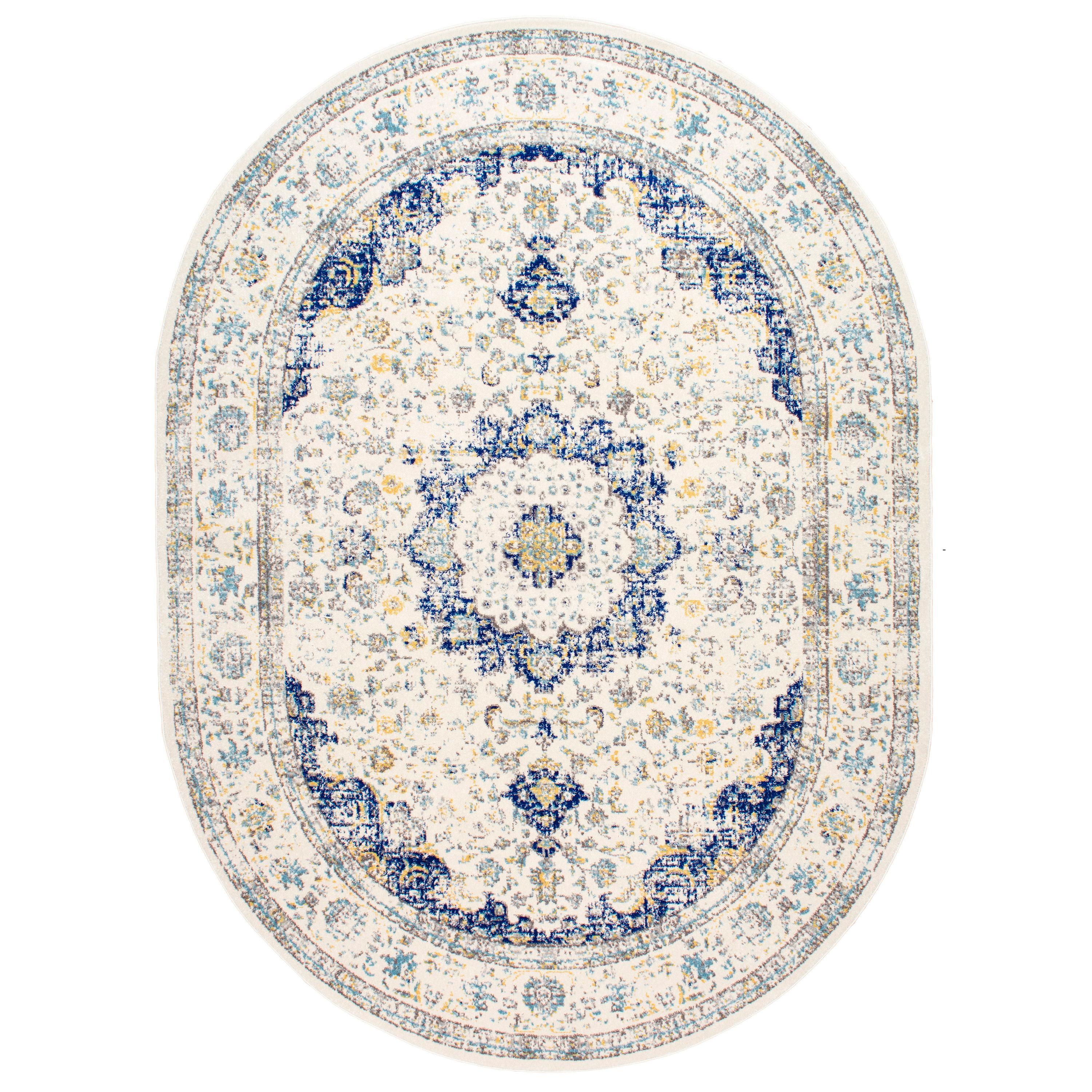 3'x5' Verona Vintage Persian Style Oval Area Rug Blue - nuLOOM: Medallion Pattern, Low Pile, Indoor Use