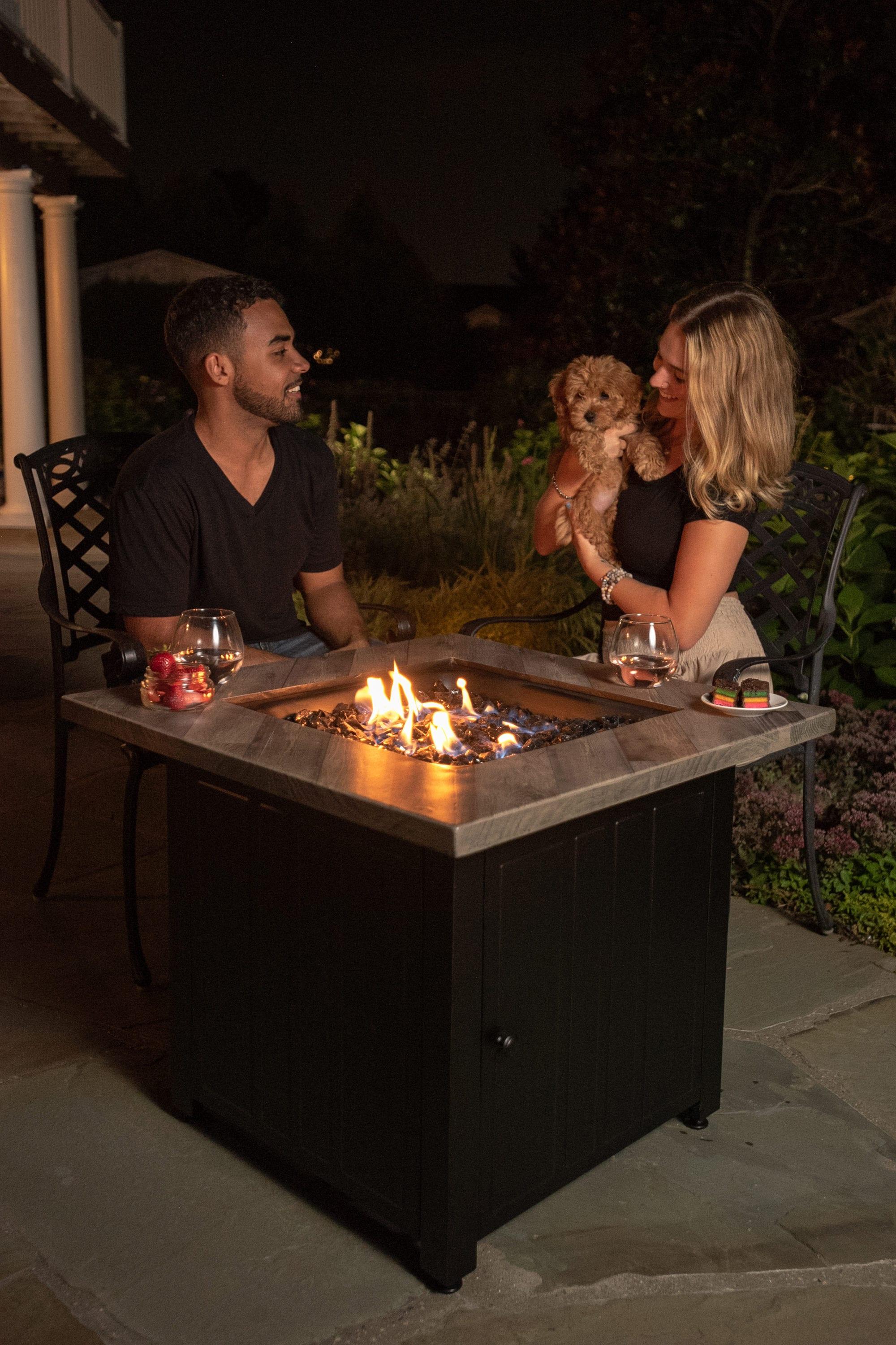 Harper by Endless Summer, 30" Square LP Gas Outdoor Fire Pit with Faux Wood Mantel