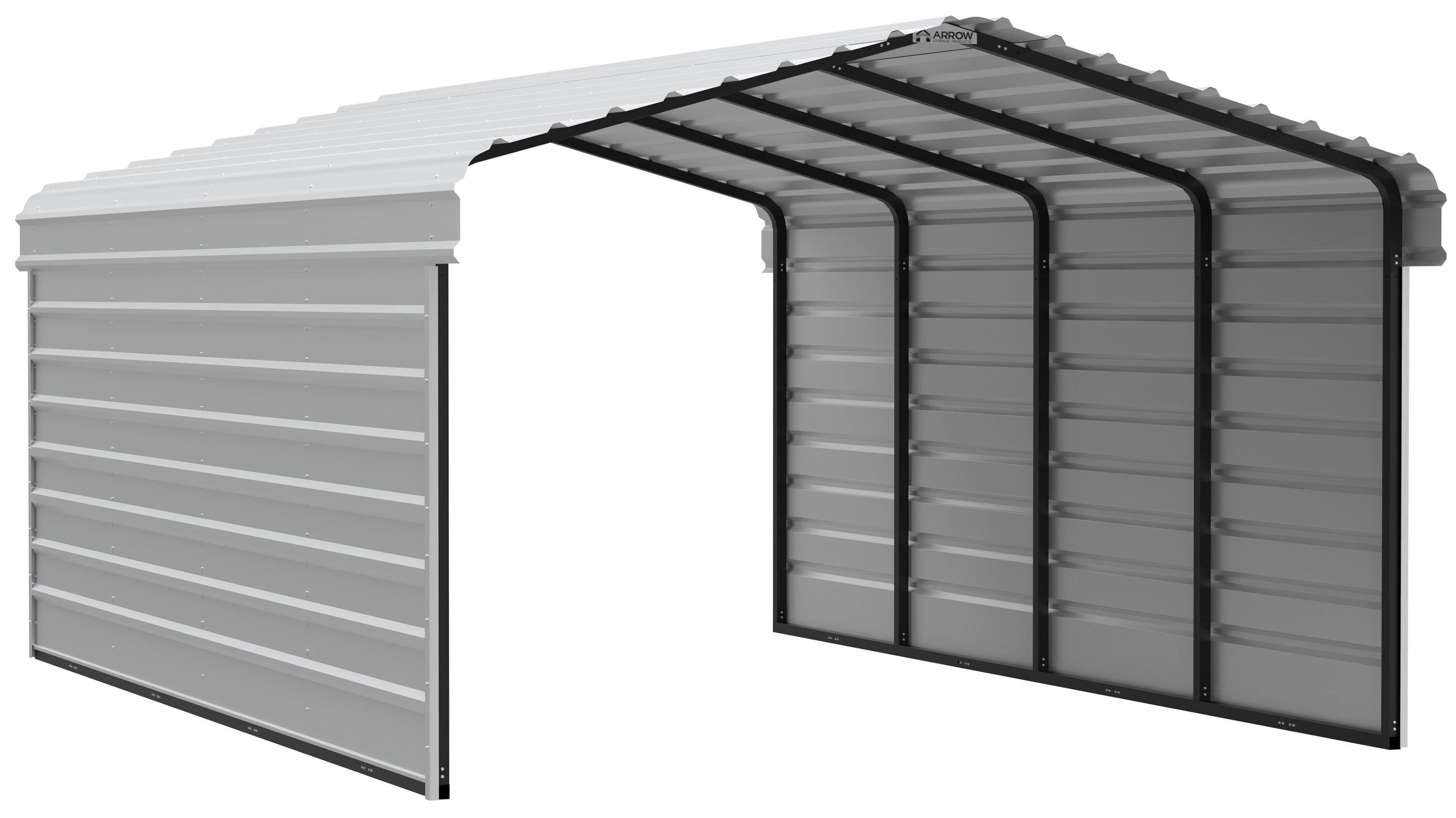Arrow Arrow Steel Carport with 2 Side Wall Kits, 12x20x07