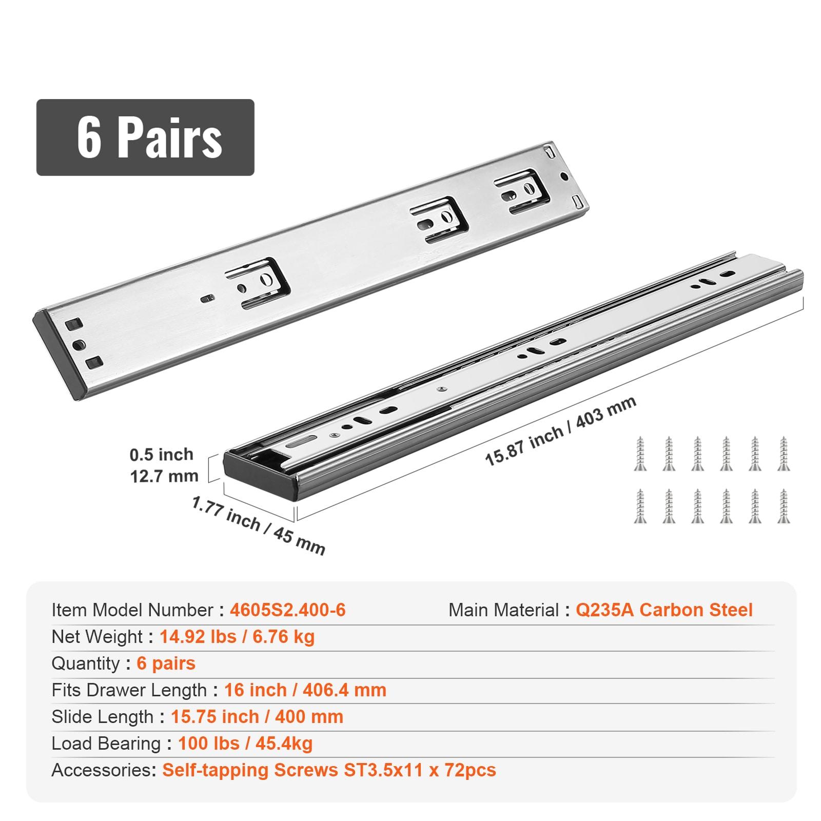 Full Extension 1.77'' Soft Close Side Mount Metal Drawer Slide (Set of 6)