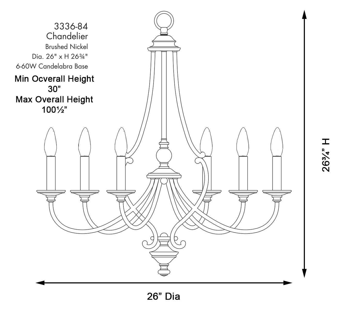 Minka Lavery Brushed Nickel Chandelier 26" Wide French 6-Light Fixture for Dining Room House Foyer Kitchen Entryway Bedroom Home