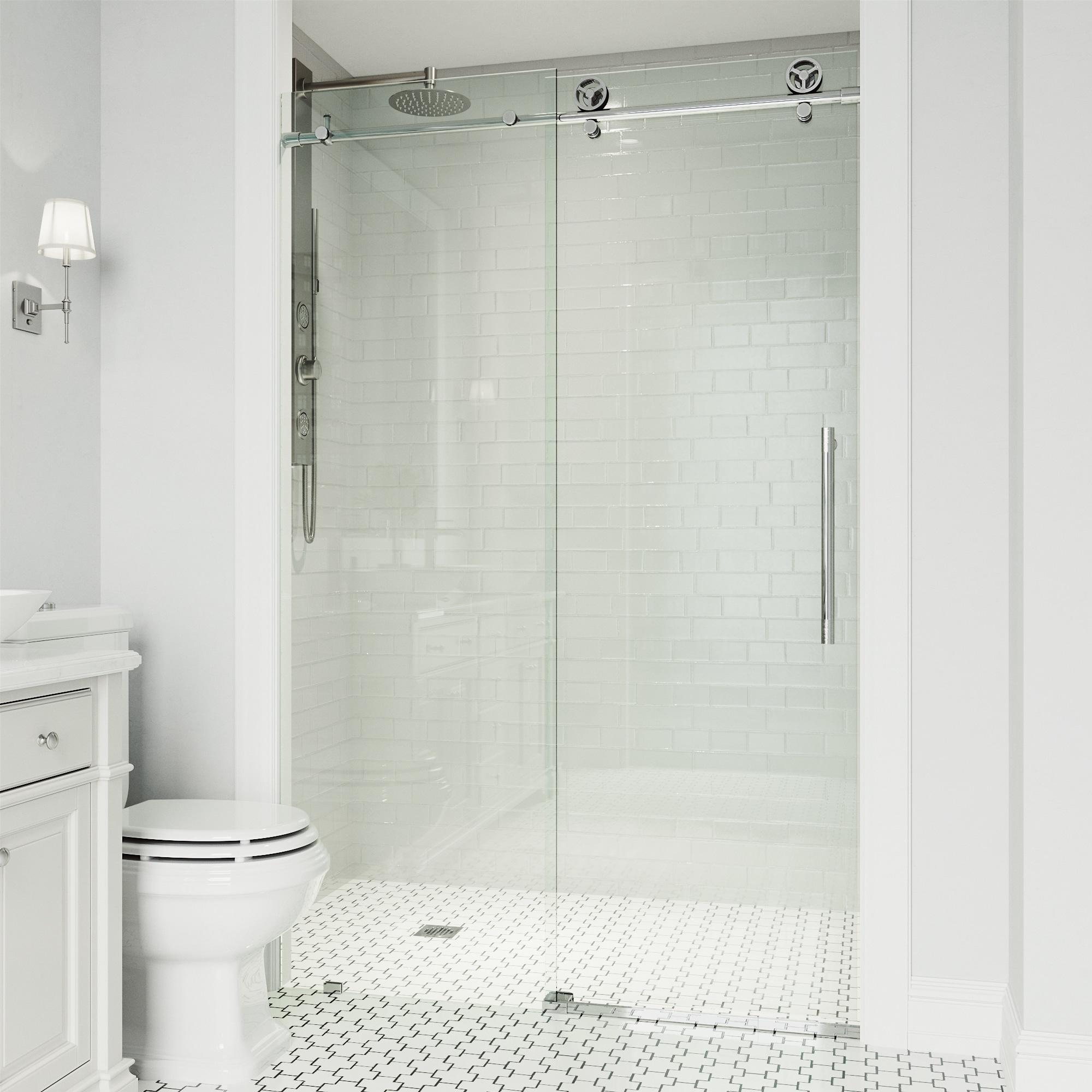 Elan Cass Chrome Frameless Sliding Shower Door with Clear Glass