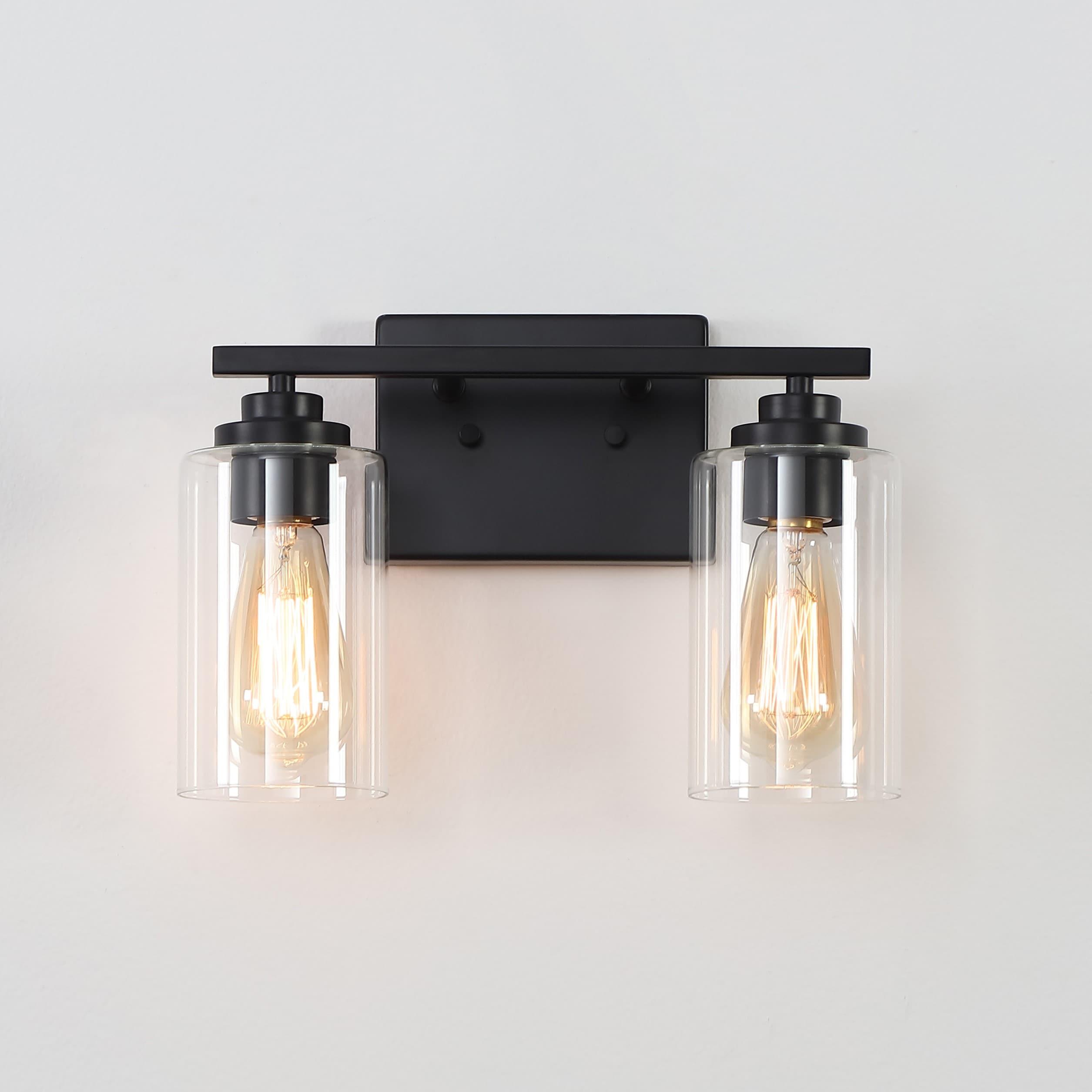 Kawoti  2-Light Dimmable Bathroom Vanity Light with Clear Glass Shade Black