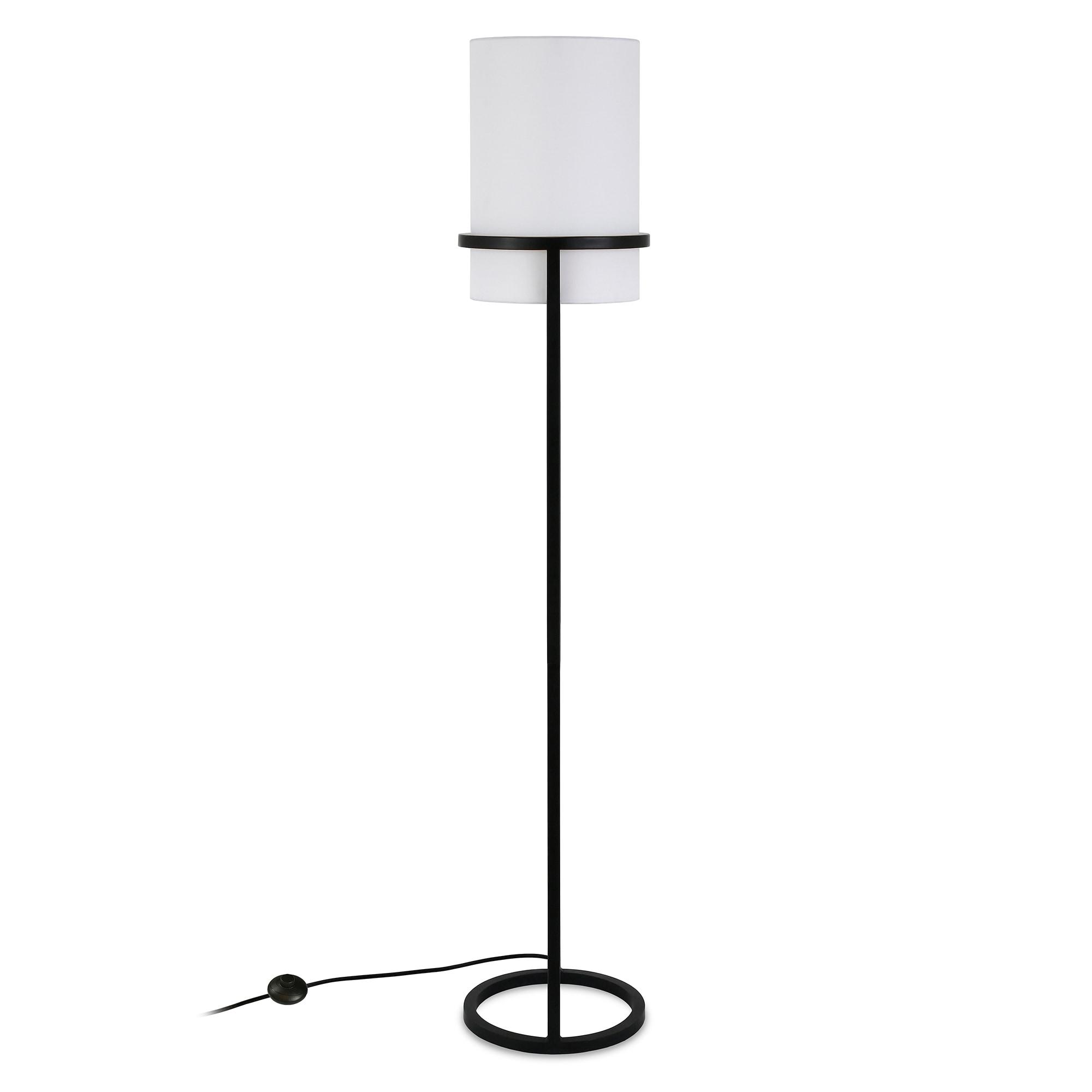 Evelyn&Zoe Casimir 62" Tall Floor Lamp with Fabric shade in Blackened Bronze/White