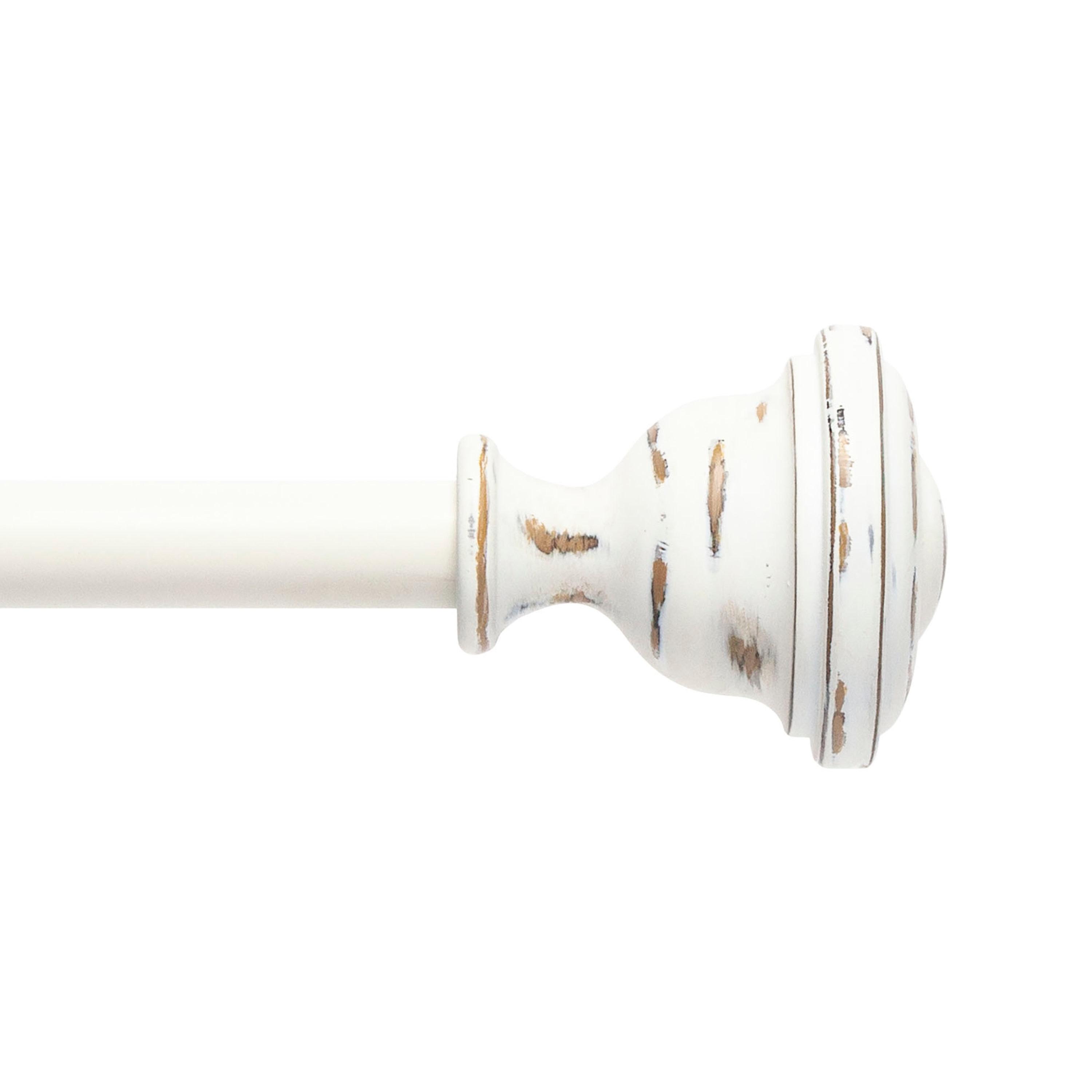 Kenney Kenney Belle 5/8" Fast Fit Easy Install Decorative Window Curtain Rod, Rustic White
