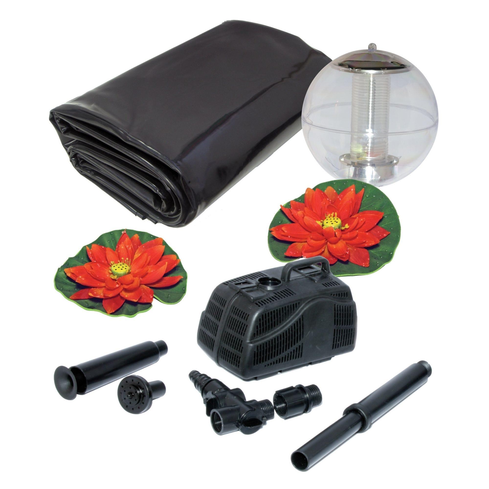 Koolscapes 400 Gal Starter Pond Kit with Fountain, 340 GPH Pump, Liner