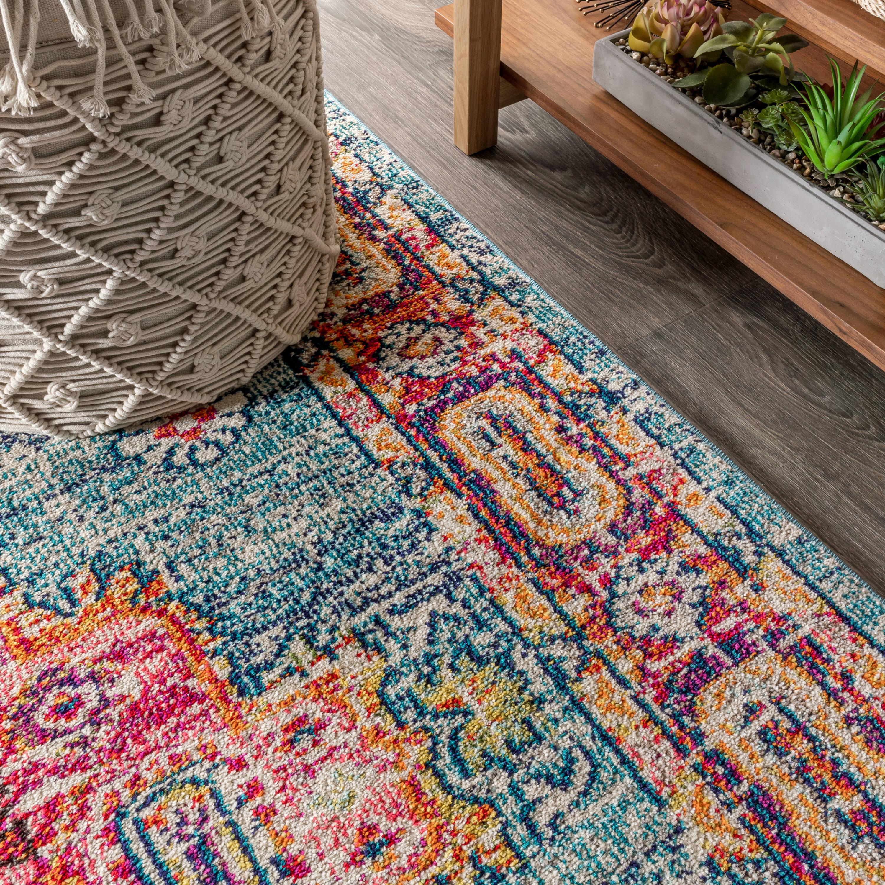 JONATHAN Y Bohemian FLAIR Boho Vintage Medallion Blue/Red 8 ft. x 10 ft. Area Rug