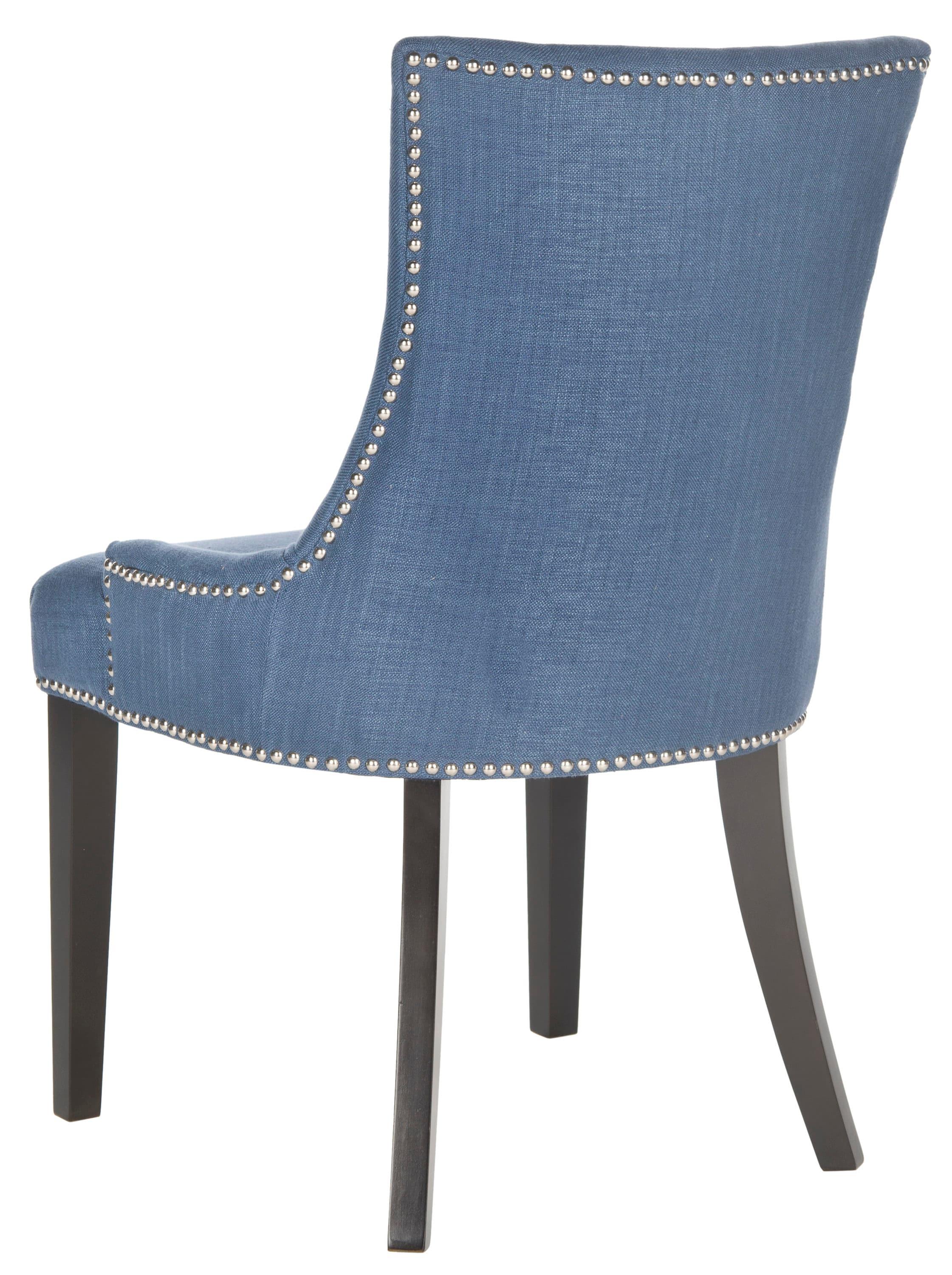 Lester 19''H Dining Chair (Set of 2) with Silver Nail Heads - Navy - Safavieh