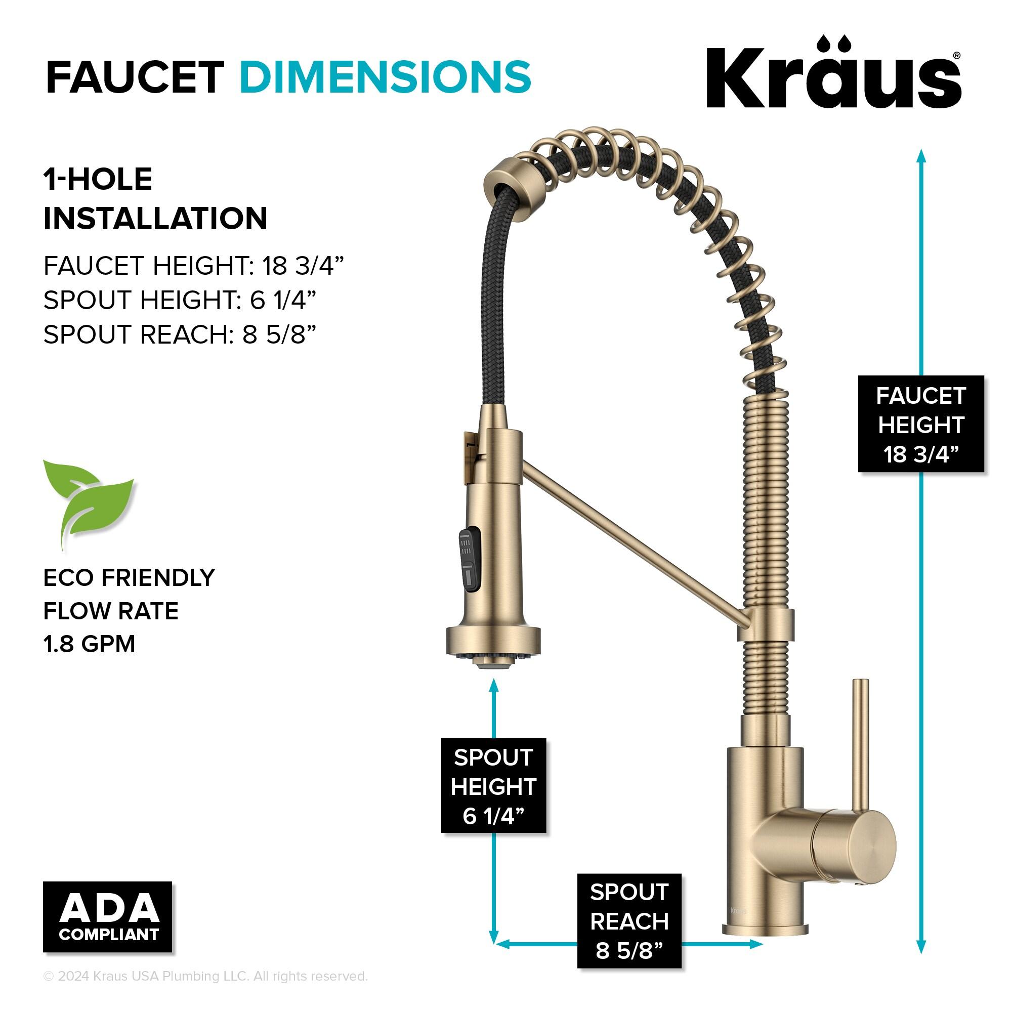 KRAUS Bolden Commercial Style 2-Function Single Handle Pull Down Kitchen Faucet