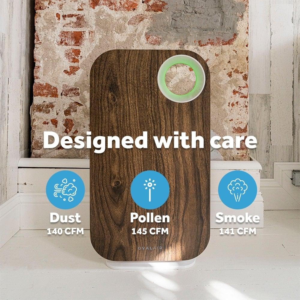 OVAL AIR OVAL AIR 3-Stage H13 True HEPA 5-in-1 Air Purifier reduces Allergies, Asthma, Pets, Odor, Smoke