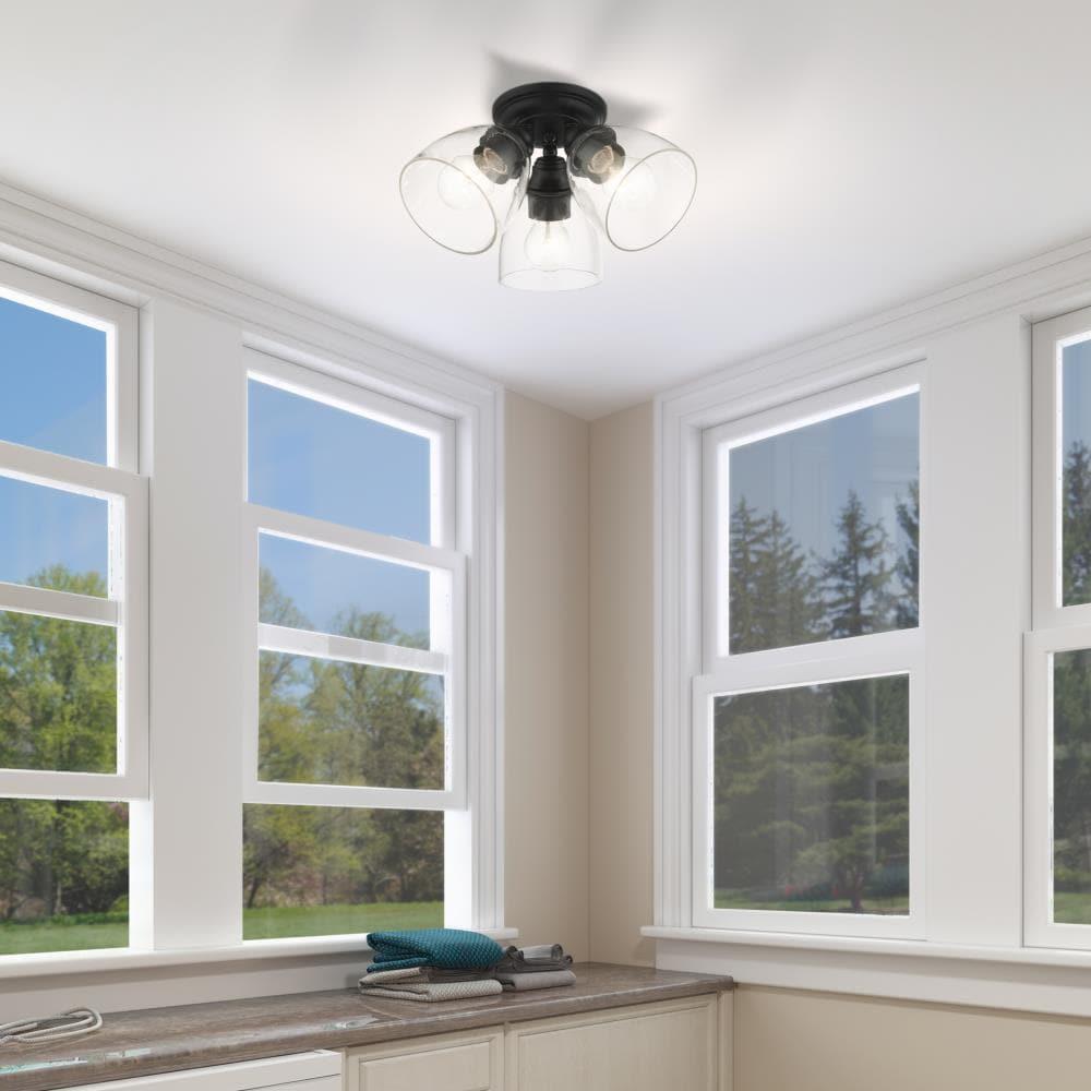 Livex Lighting Montgomery 3 - Light Flush Mount in  Black