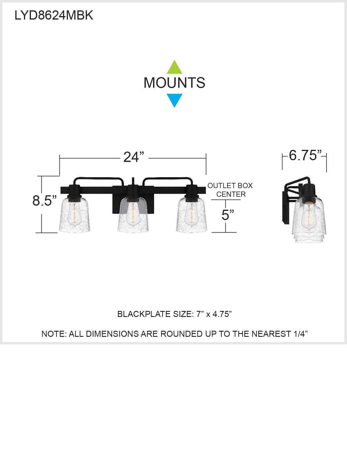 Quoizel Lighting Lydia 3 - Light Vanity in  Matte Black