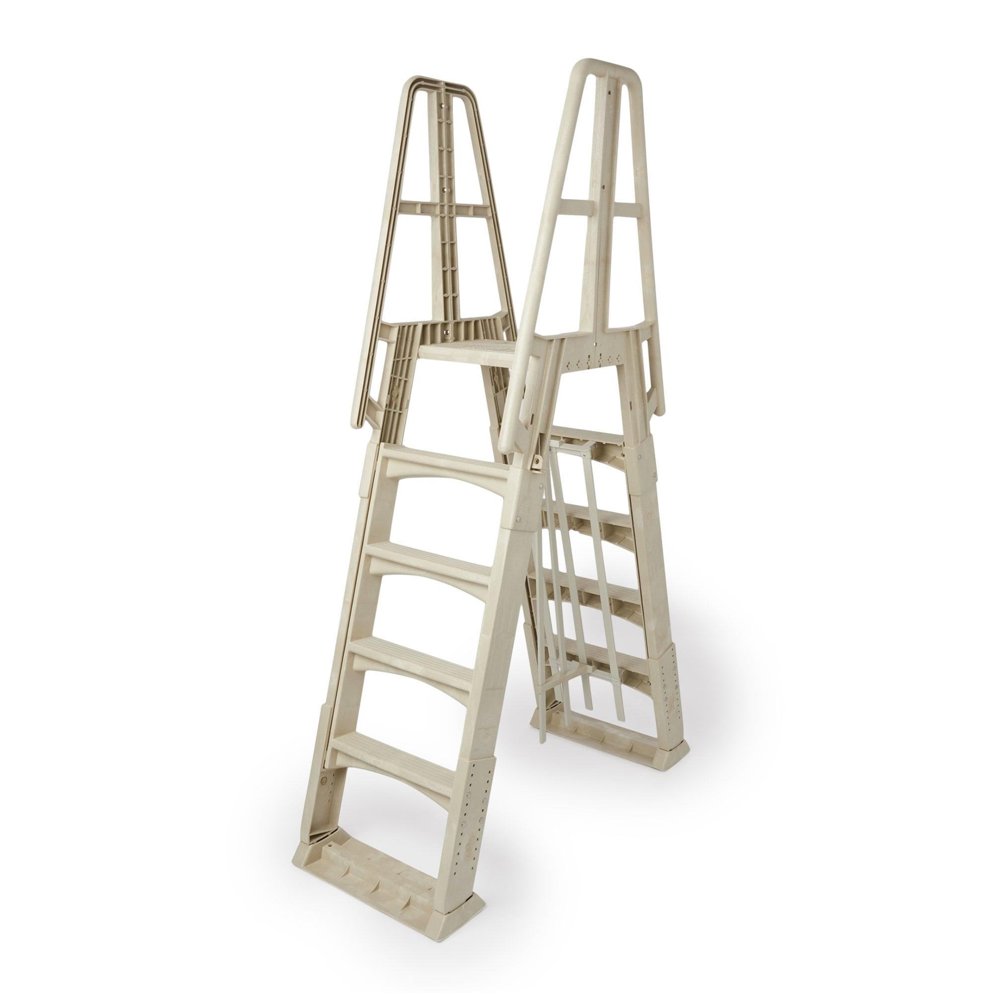 Vinyl Works SLA A Frame Above Ground Pool Ladder Steps with Slide Lock Barrier