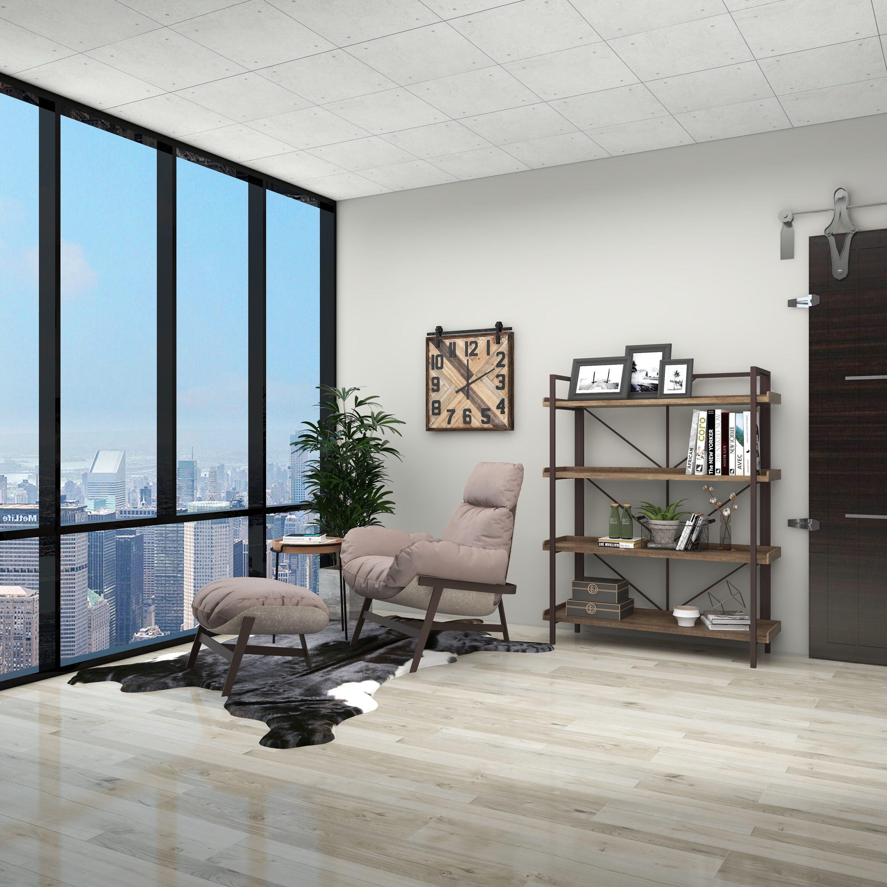 DecMode Reloj de Pared Industrial Esculpido en Madera con Patrón de Tejido y Acabado Marrón, 24"Ancho x 27"Alto