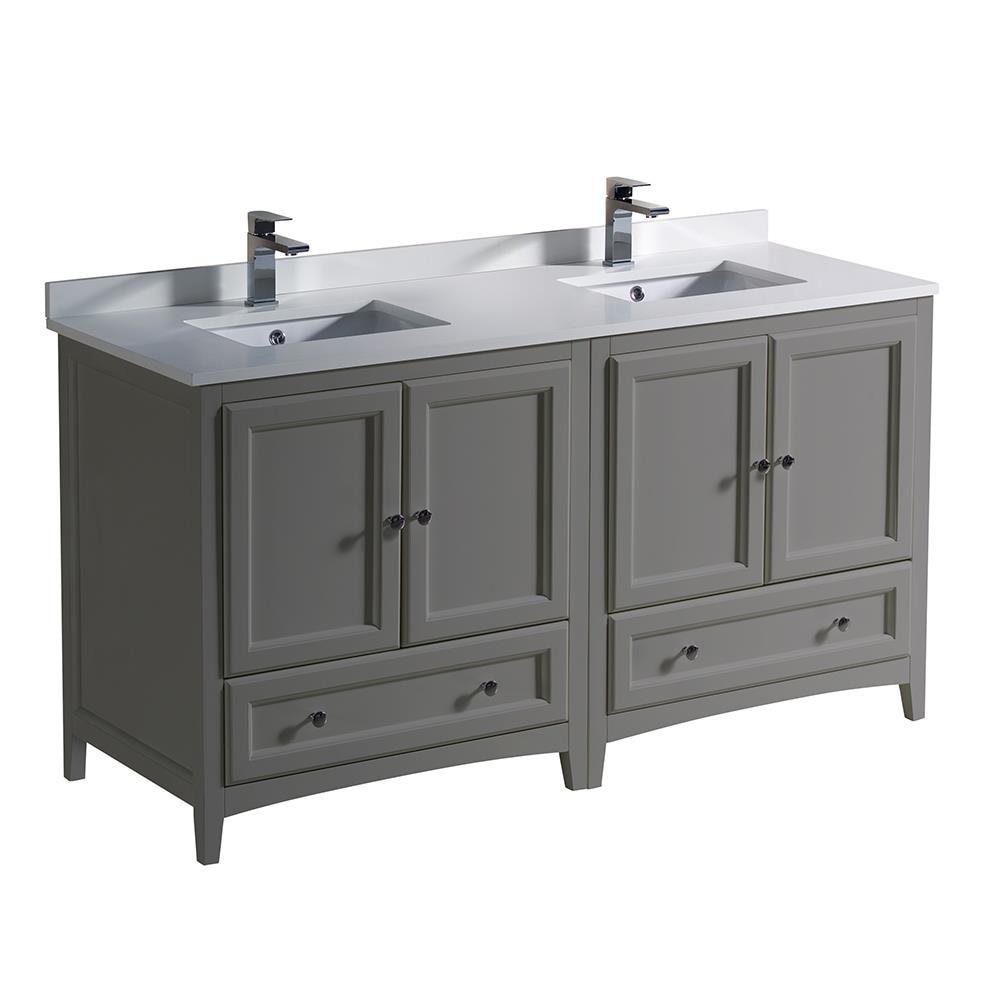 Oxford 60" Freestanding Double Sink Bathroom Vanity with Top and Sinks (Faucets Not Included)